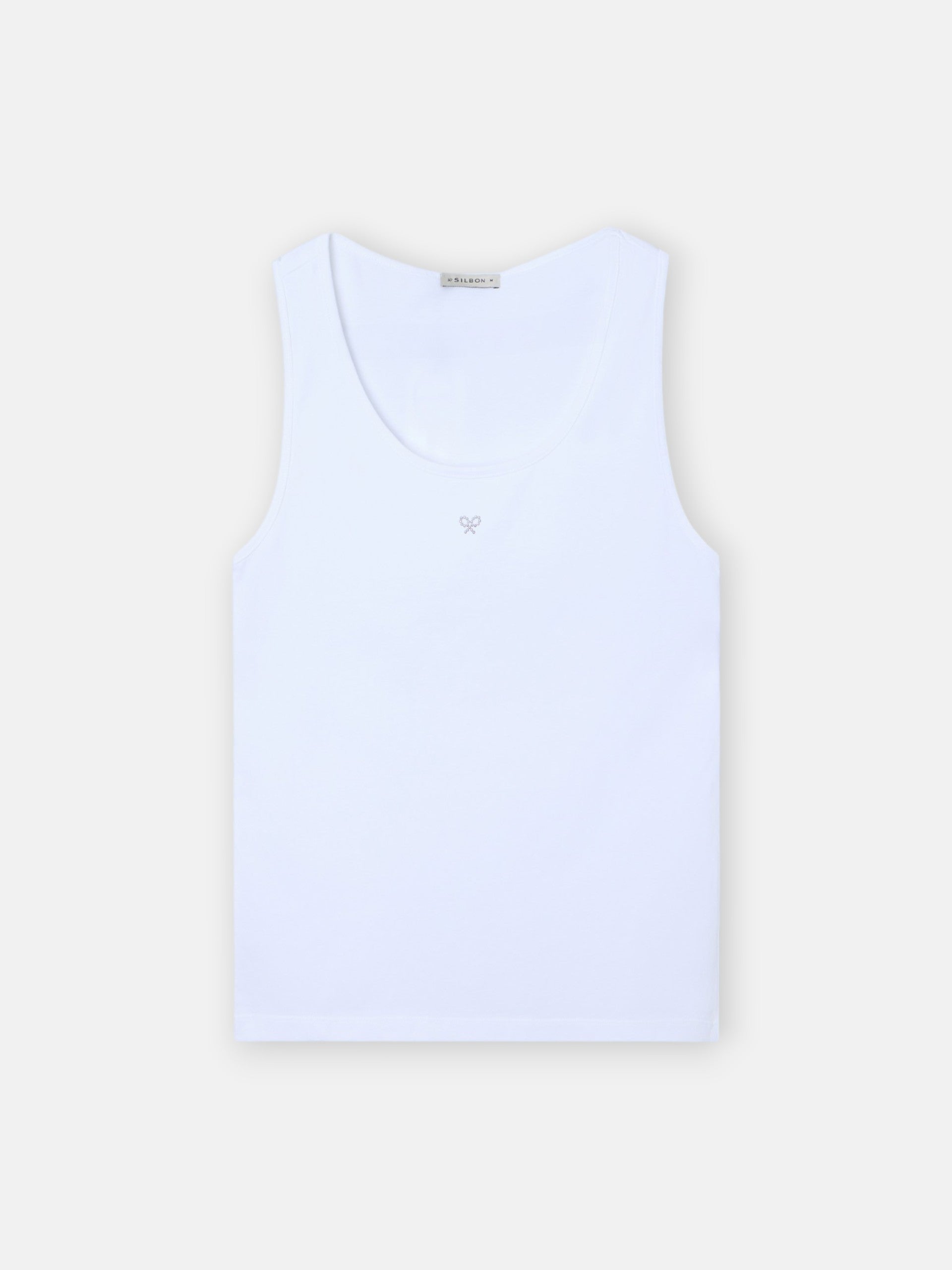 Débardeur femme blanc avec application en cristal
