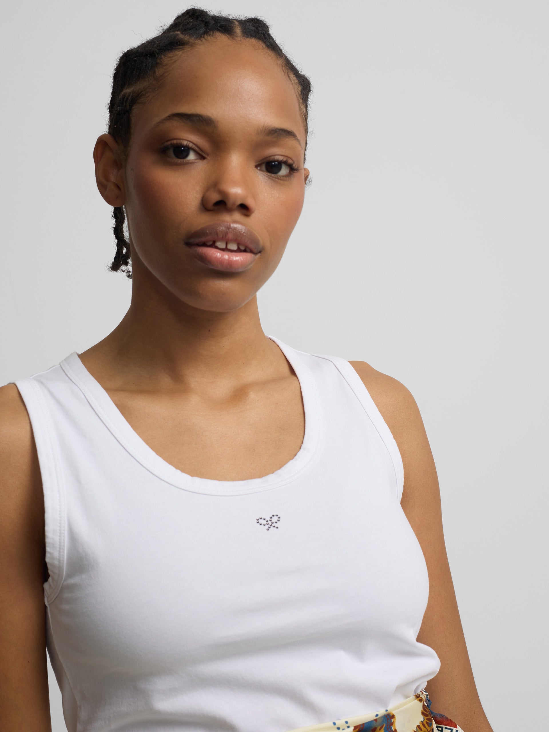 Débardeur femme blanc avec application en cristal
