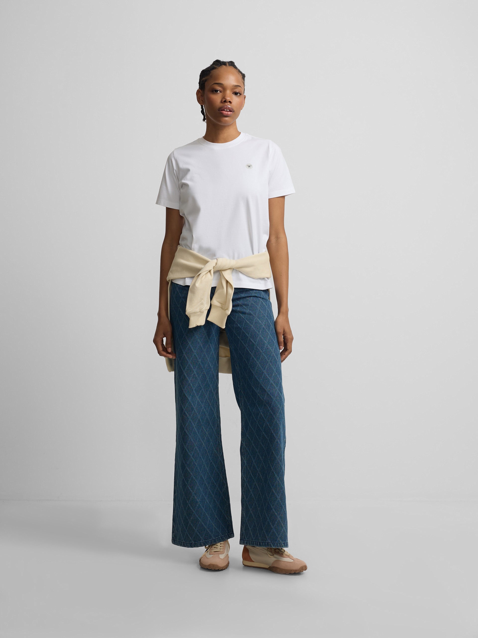 White women's t-shirt with crystal application