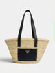 Panier avec poche en cuir noir