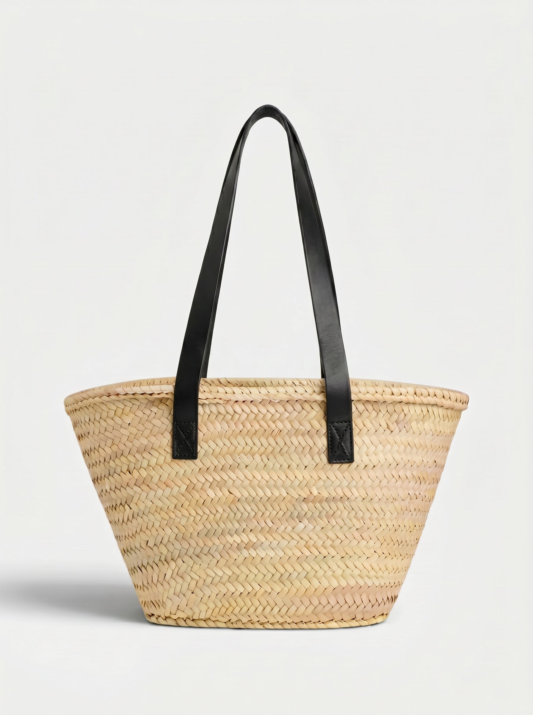 Panier avec poche en cuir noir