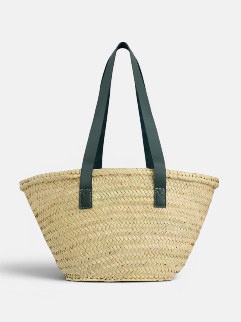 Capazo bolsillo piel naranja y verde