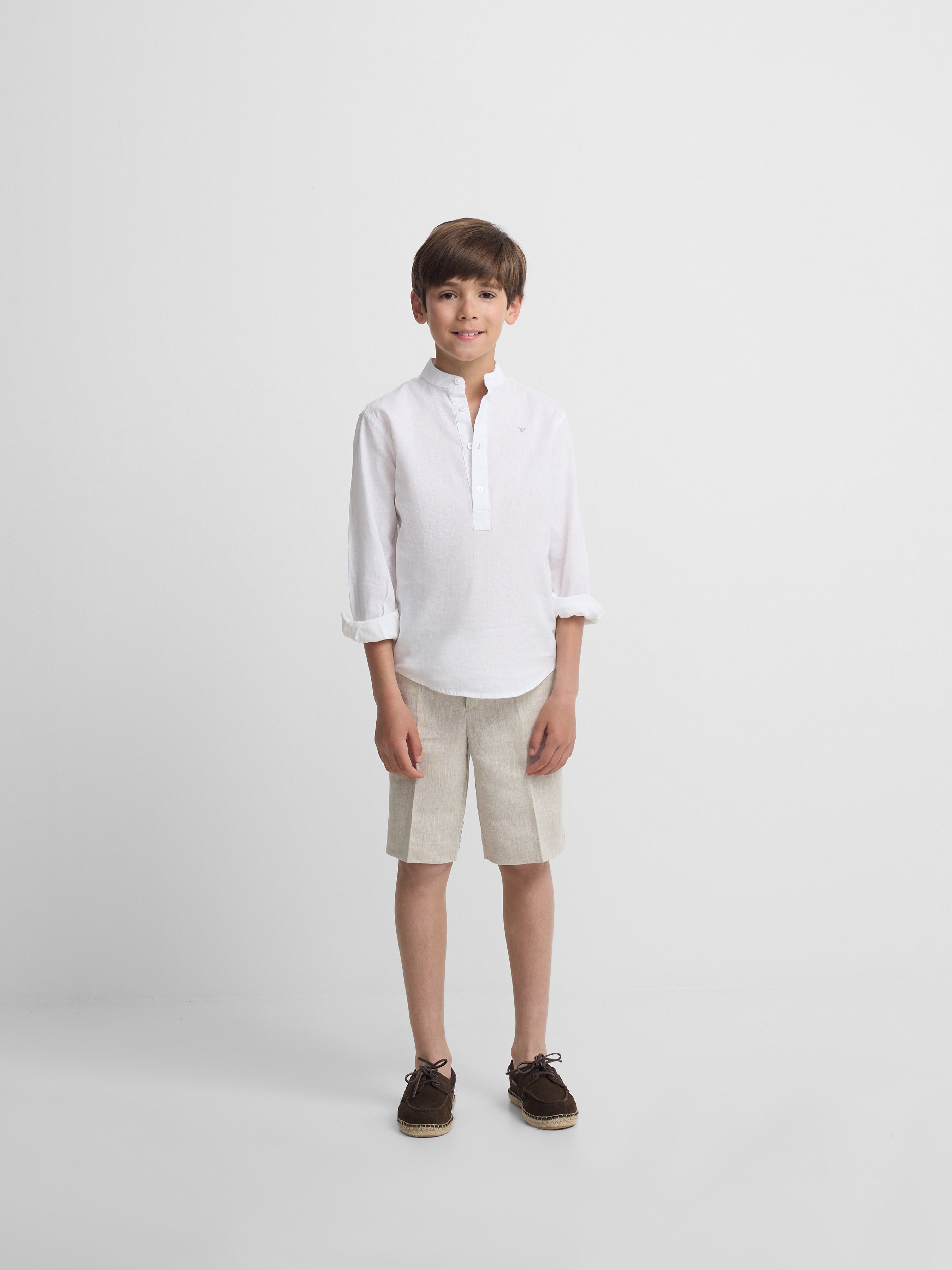 Bermuda kids lino beige medio