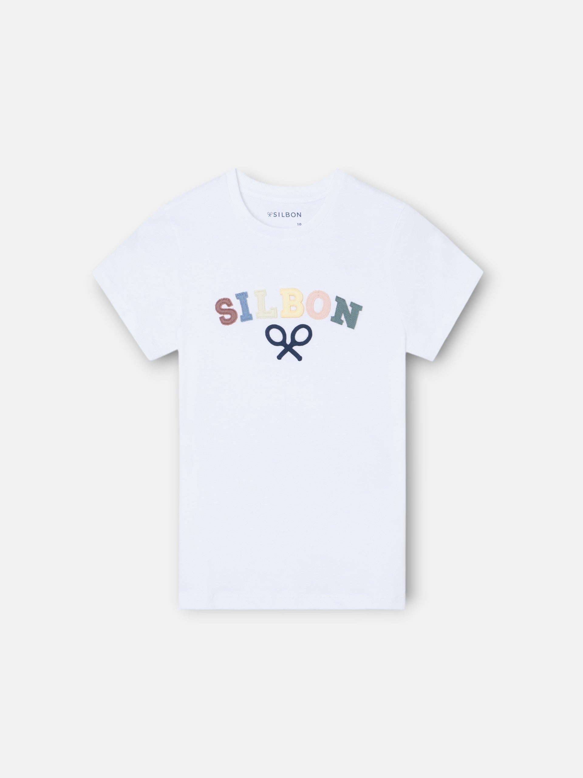 Camiseta kids Silbon raqueta media multicolor blanco