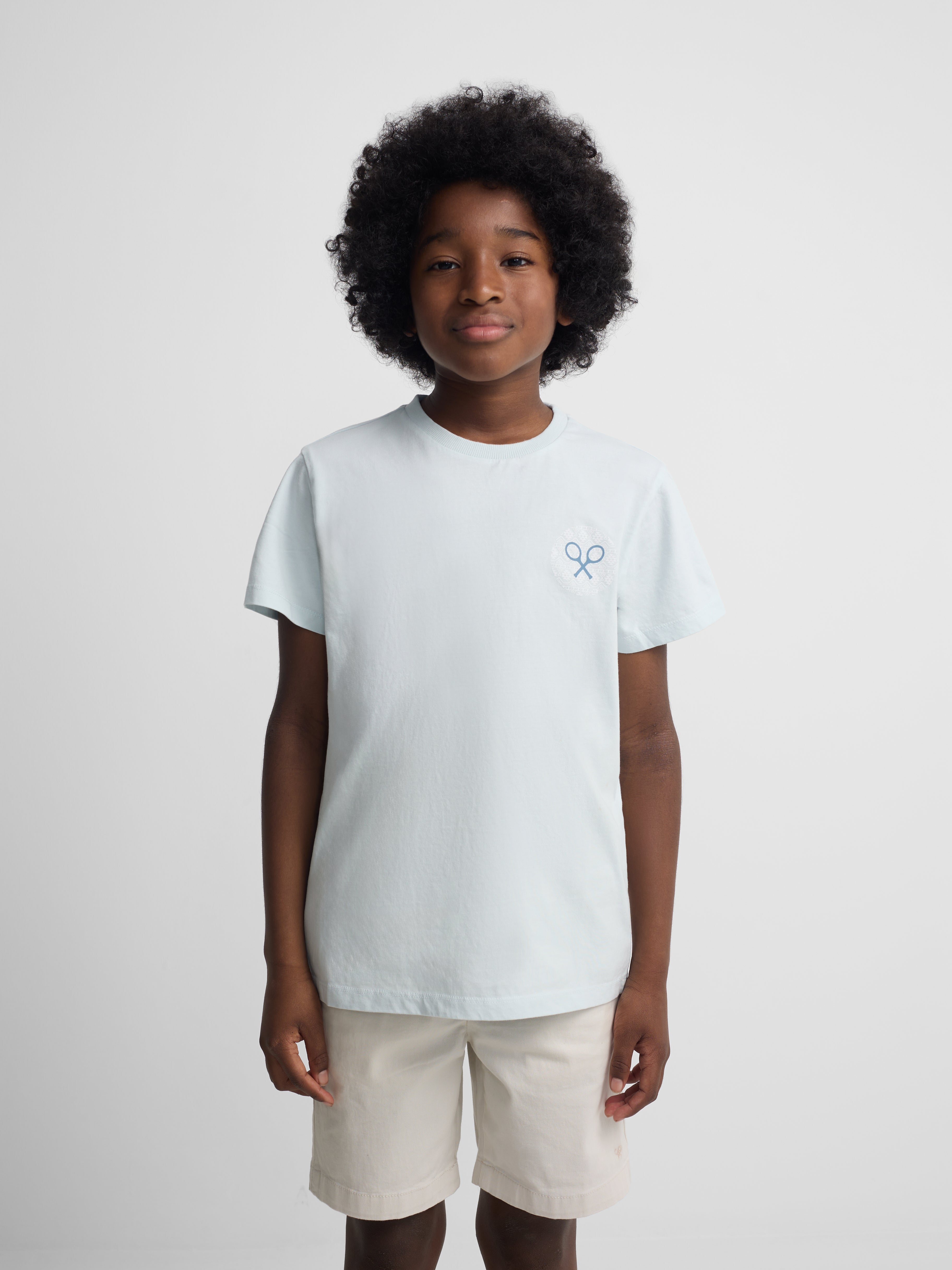 Camiseta kids raqueta etnica azul claro