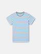 Kids' T-shirt with fine blue striped trim
