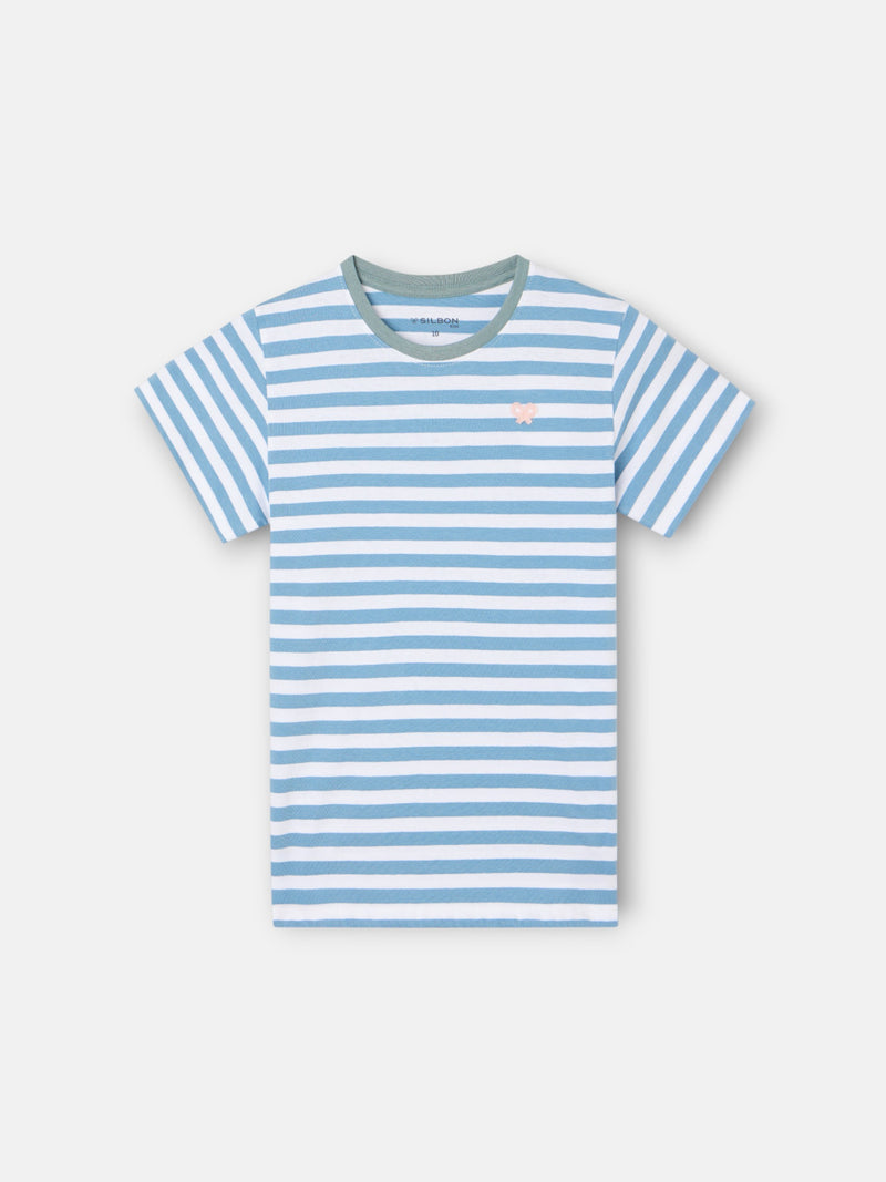 Camiseta kids ribete rayas finas azul