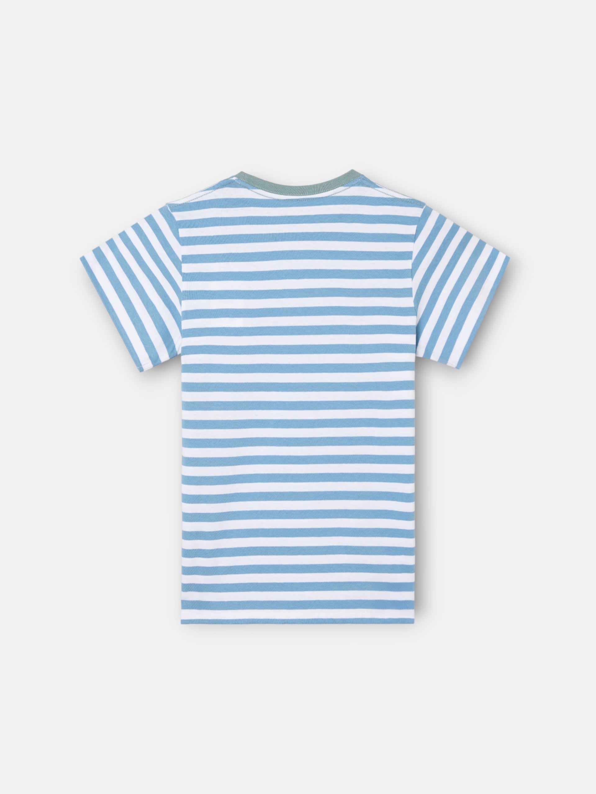 Kids' T-shirt with fine blue striped trim