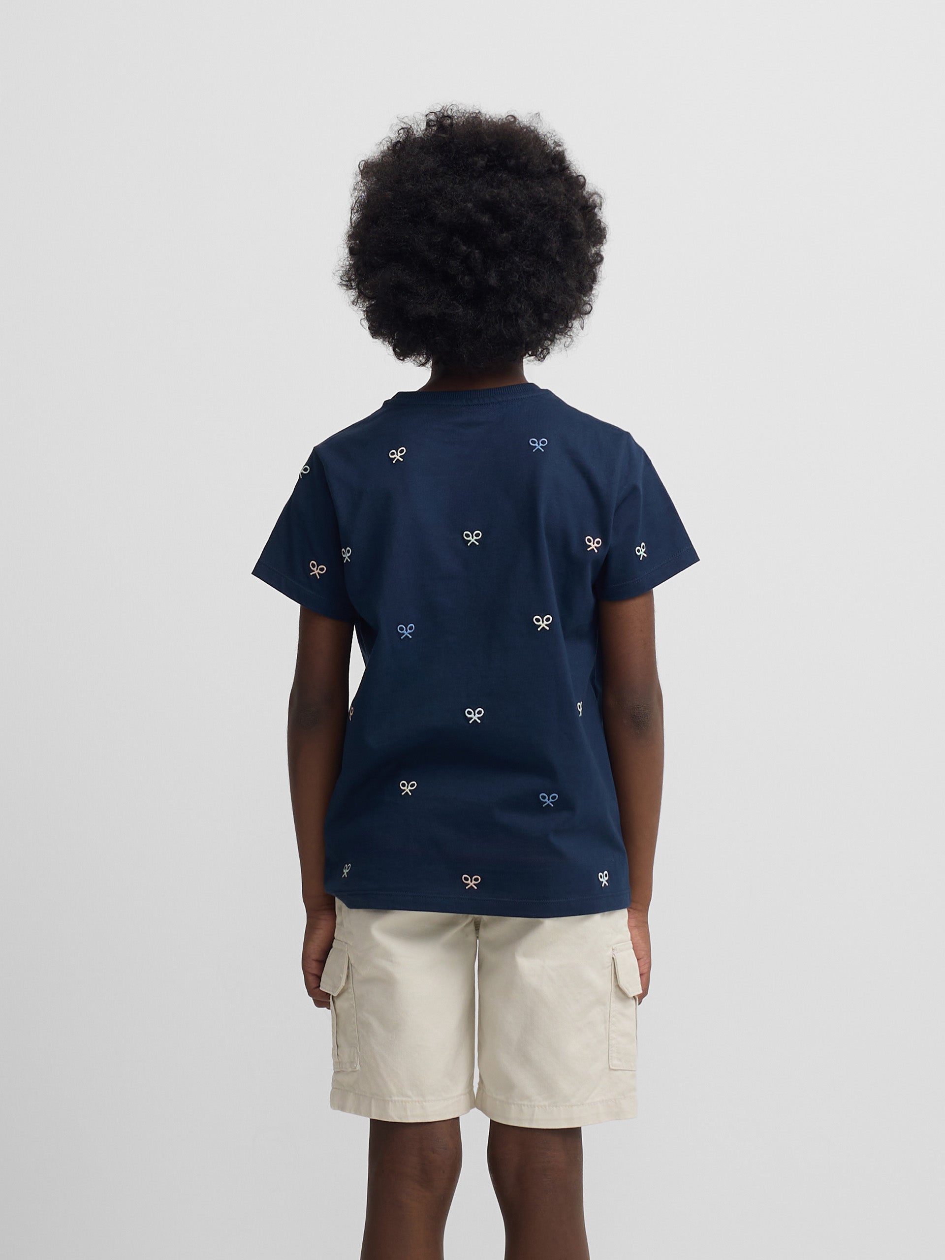 T-shirt multi-raquettes pour enfants bleu marine