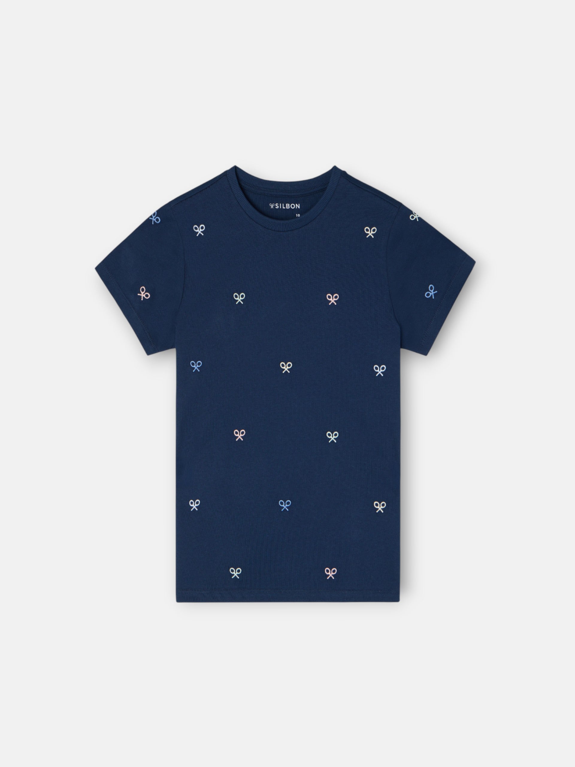 T-shirt multi-raquettes pour enfants bleu marine