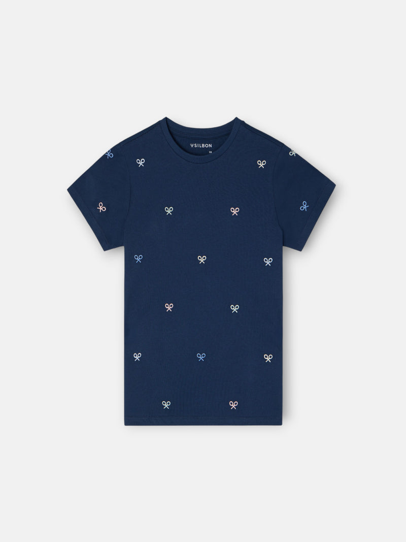 Kids multiracket t-shirt in navy blue colors