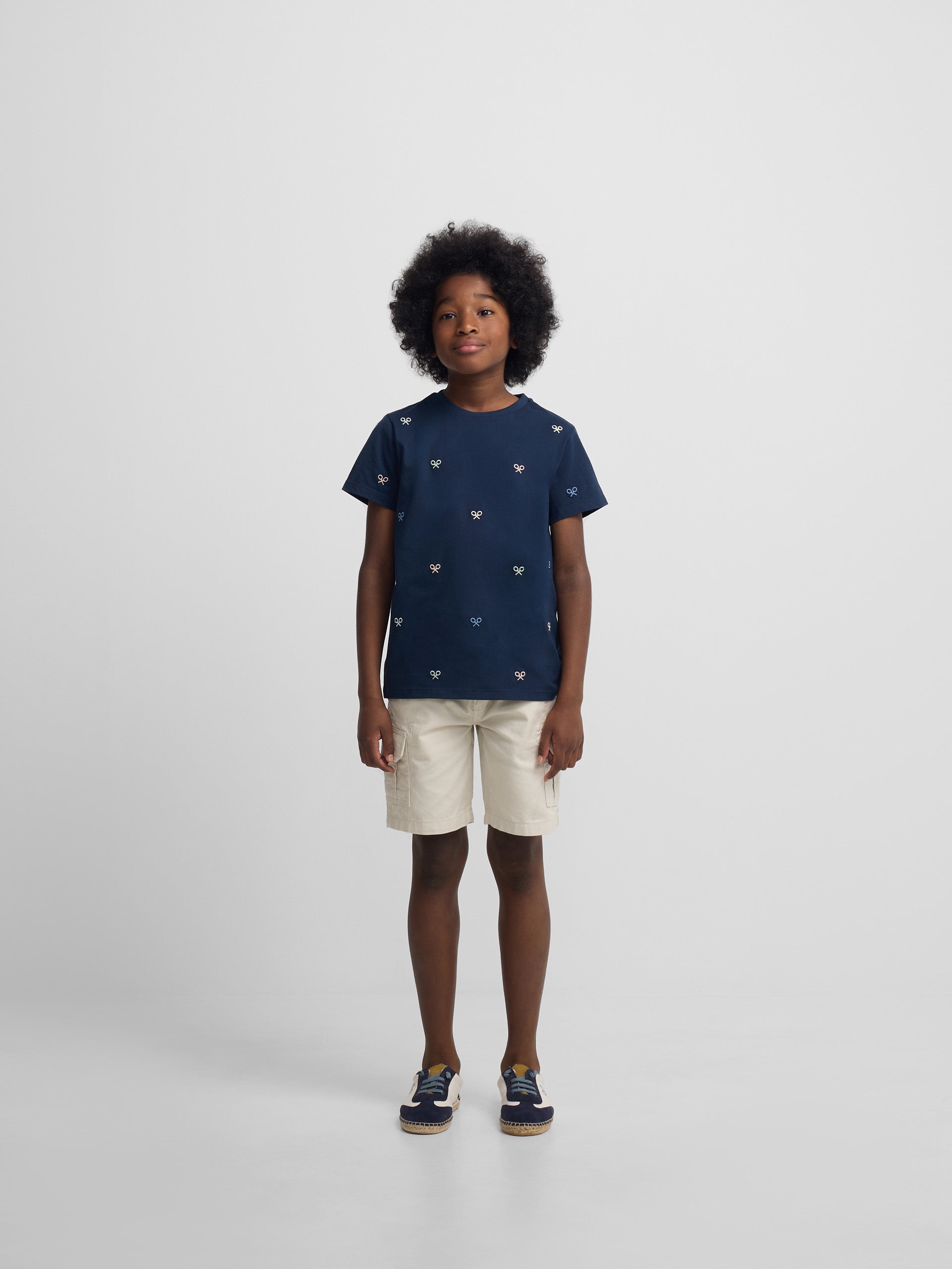 T-shirt multi-raquettes pour enfants bleu marine