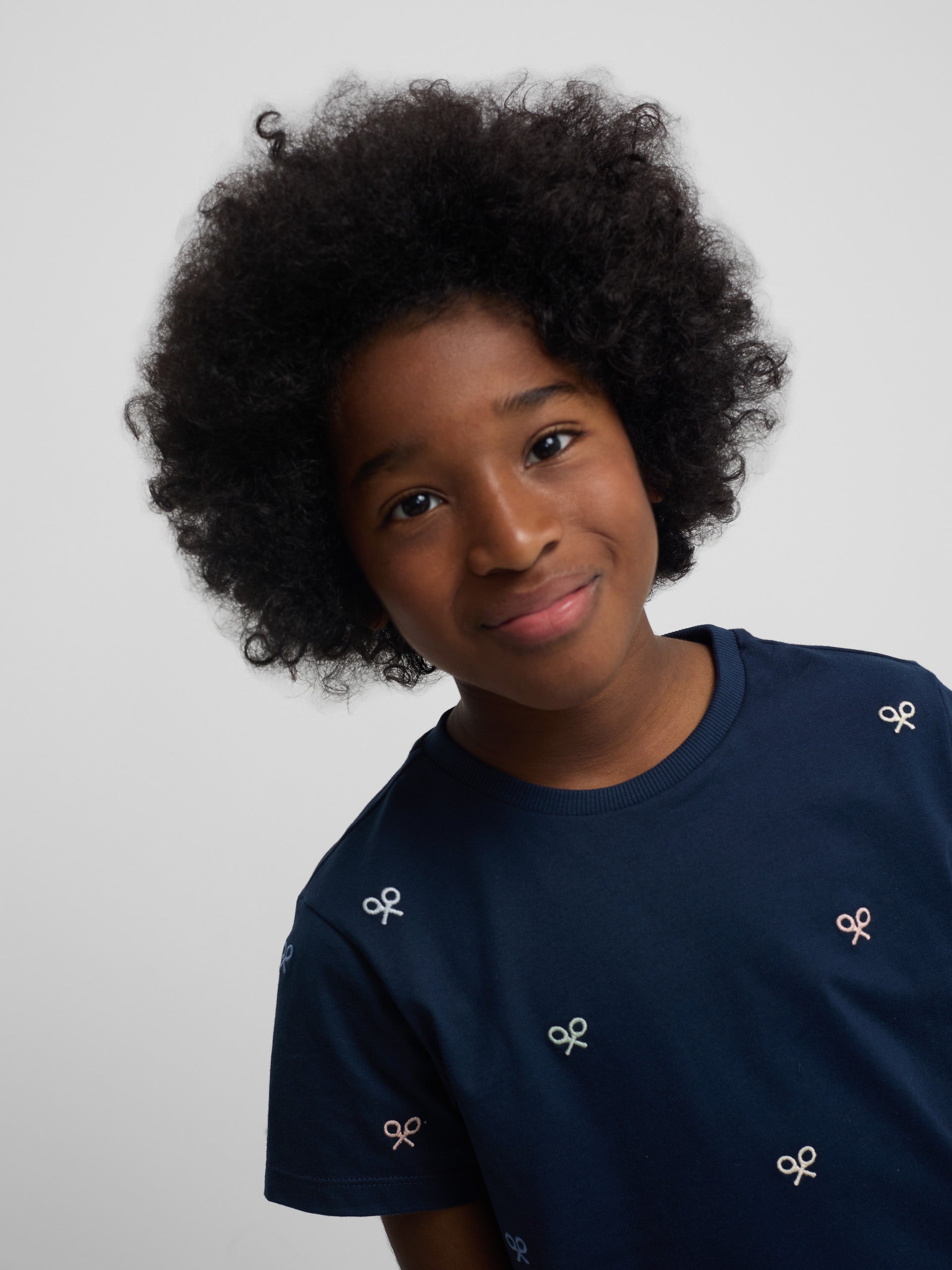 T-shirt multi-raquettes pour enfants bleu marine