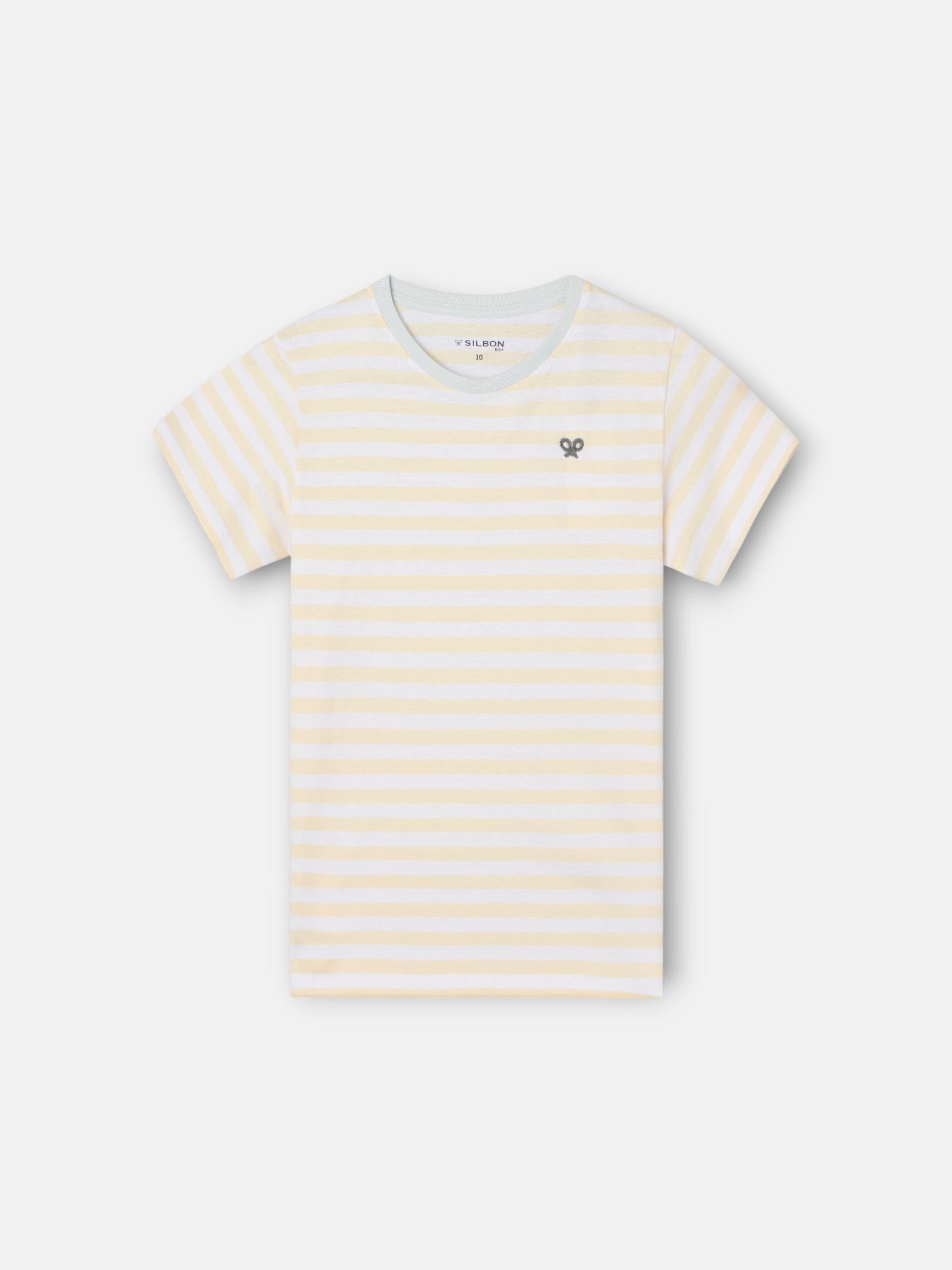 Kids' T-shirt with thin yellow striped trim