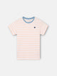 Kids T-shirt with fine coral striped trim