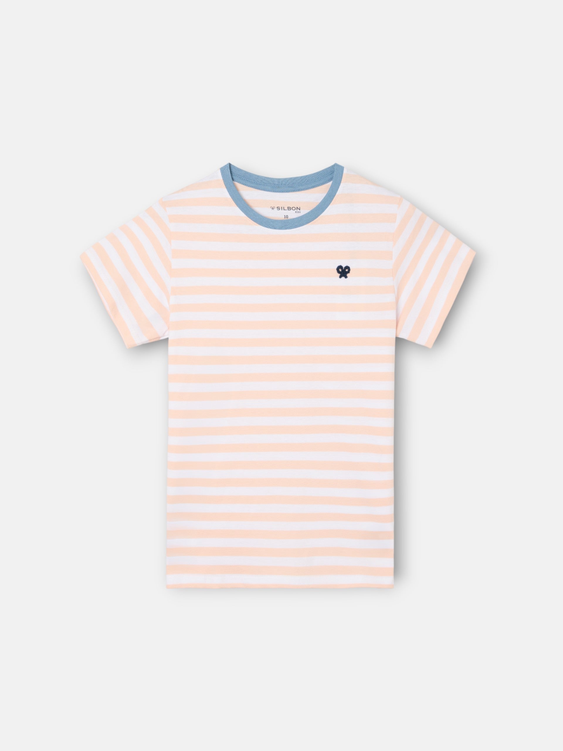 Camisola kids com debrum de riscas finas coral