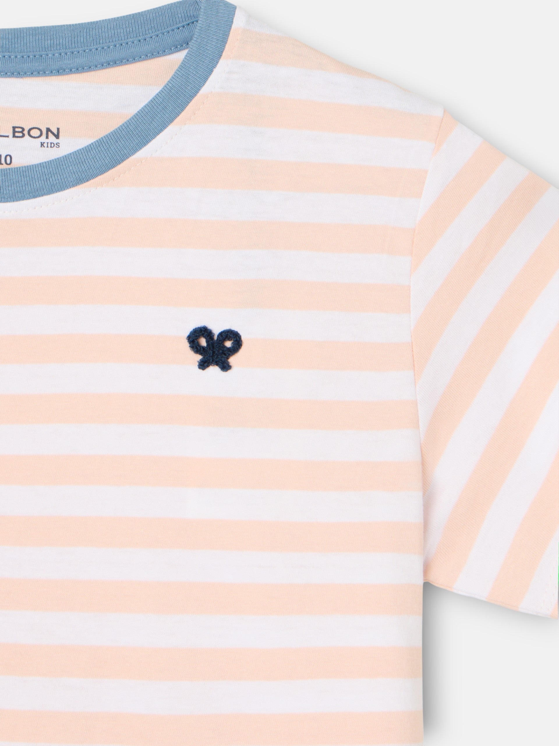 Camisola kids com debrum de riscas finas coral