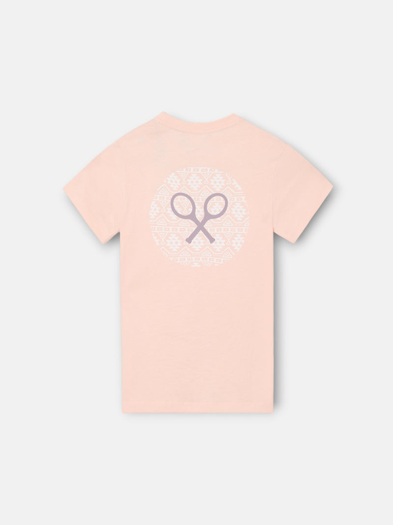 Kids ethnic racket t-shirt coral
