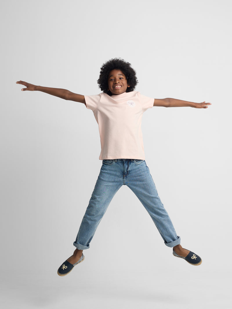 Kids ethnic racket t-shirt coral