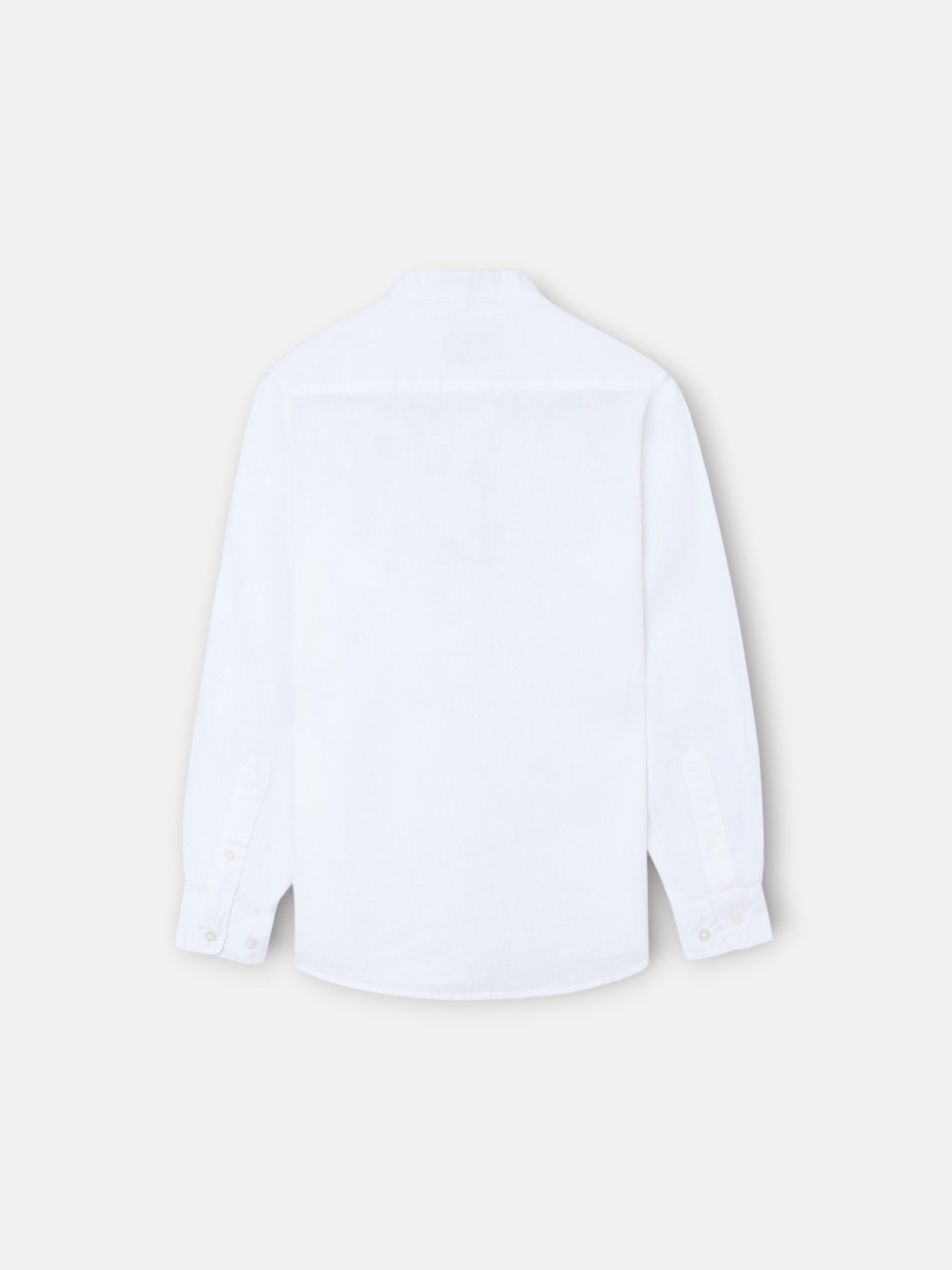 Chemise sport enfant en lin col mao blanc