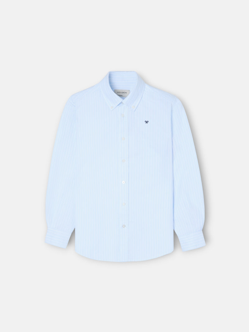 Camisa desportiva criança riscas largas azul-claro