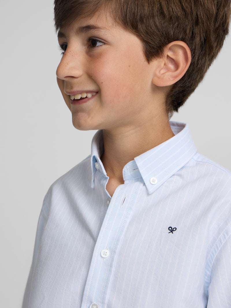 Camisa desportiva criança riscas largas azul-claro