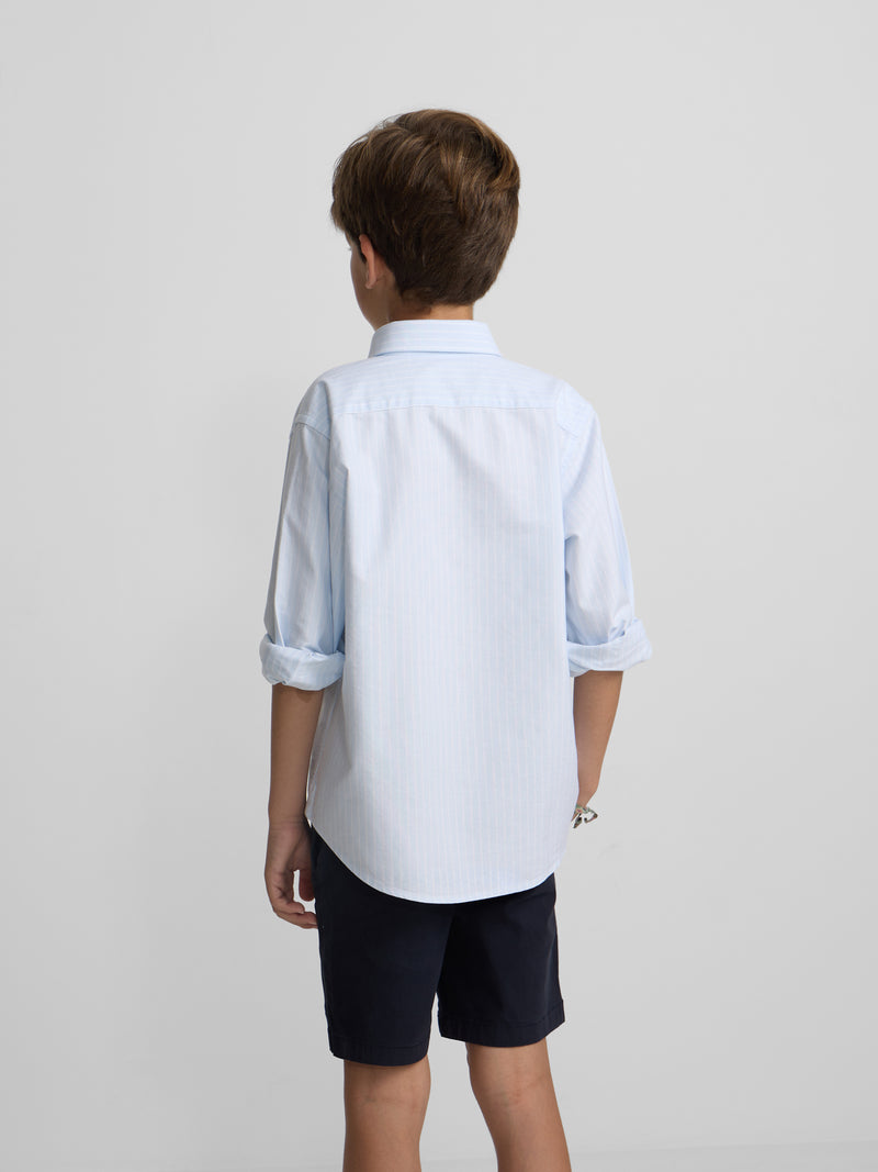 Camisa desportiva criança riscas largas azul-claro