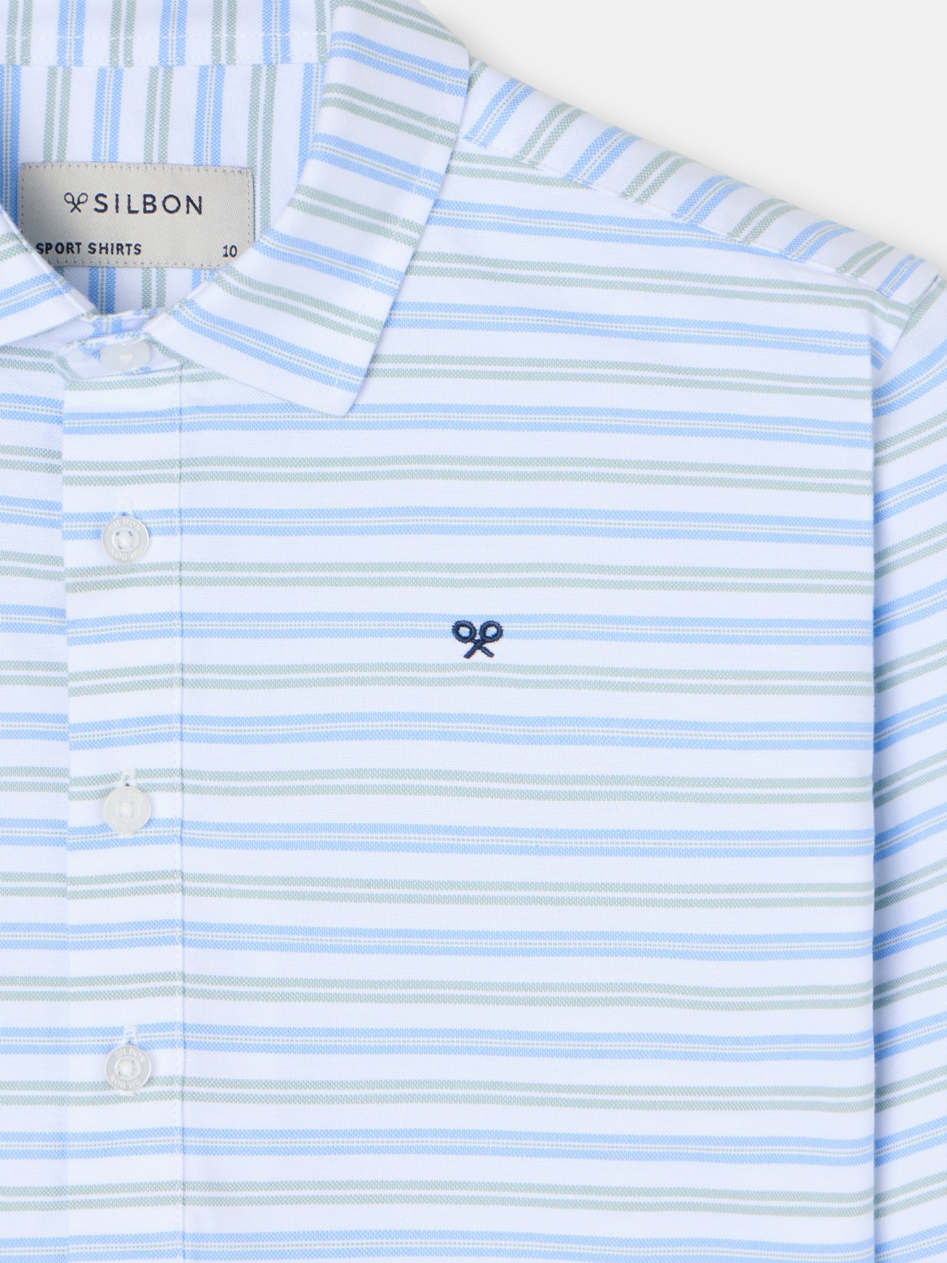 Camisa desportiva criança oxford risca verde azul