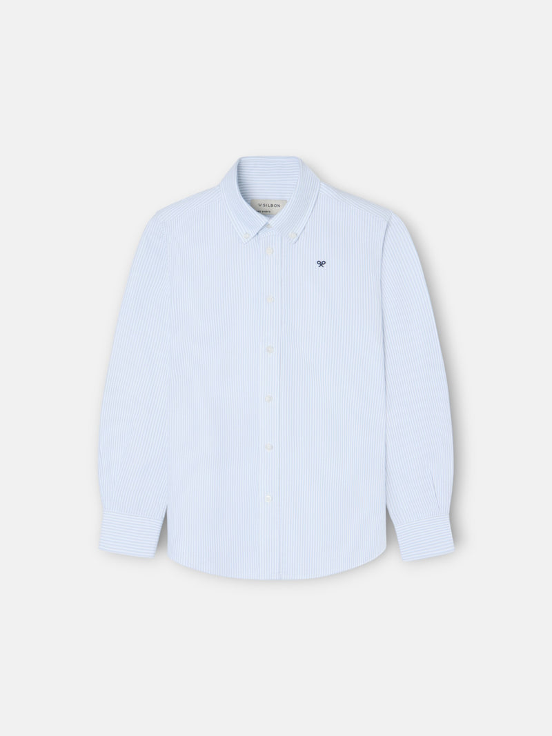 Camisa desportiva criança riscas oxford verde