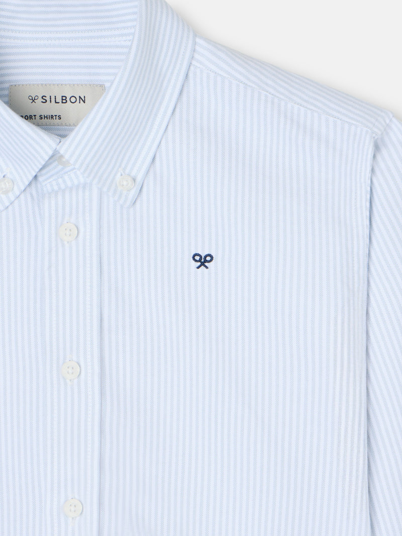 Camisa desportiva criança riscas oxford verde