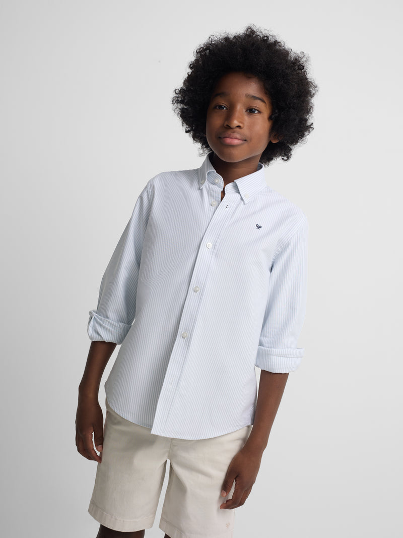 Camisa desportiva criança riscas oxford verde