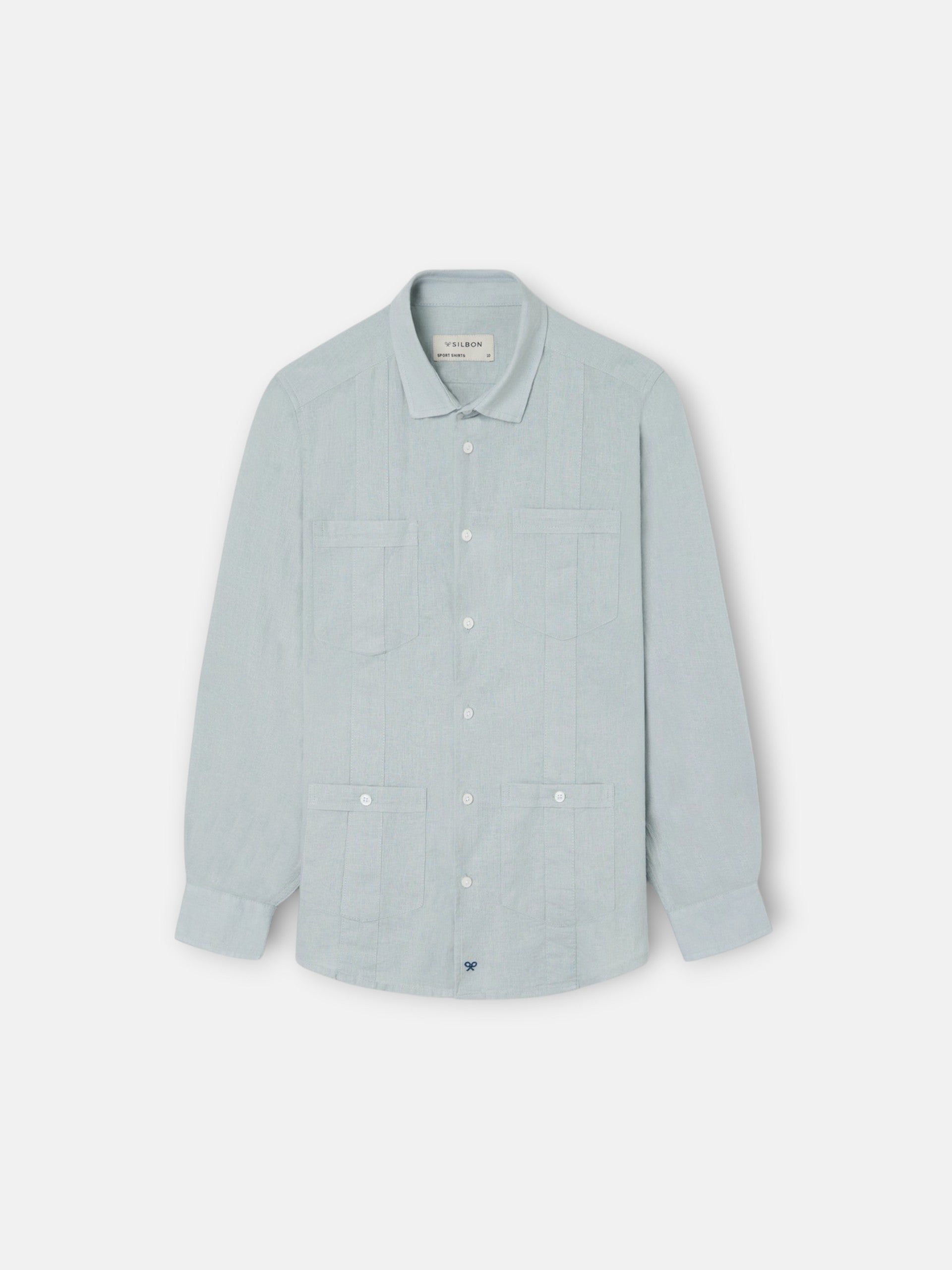 Guayabera sport criança linho verde claro