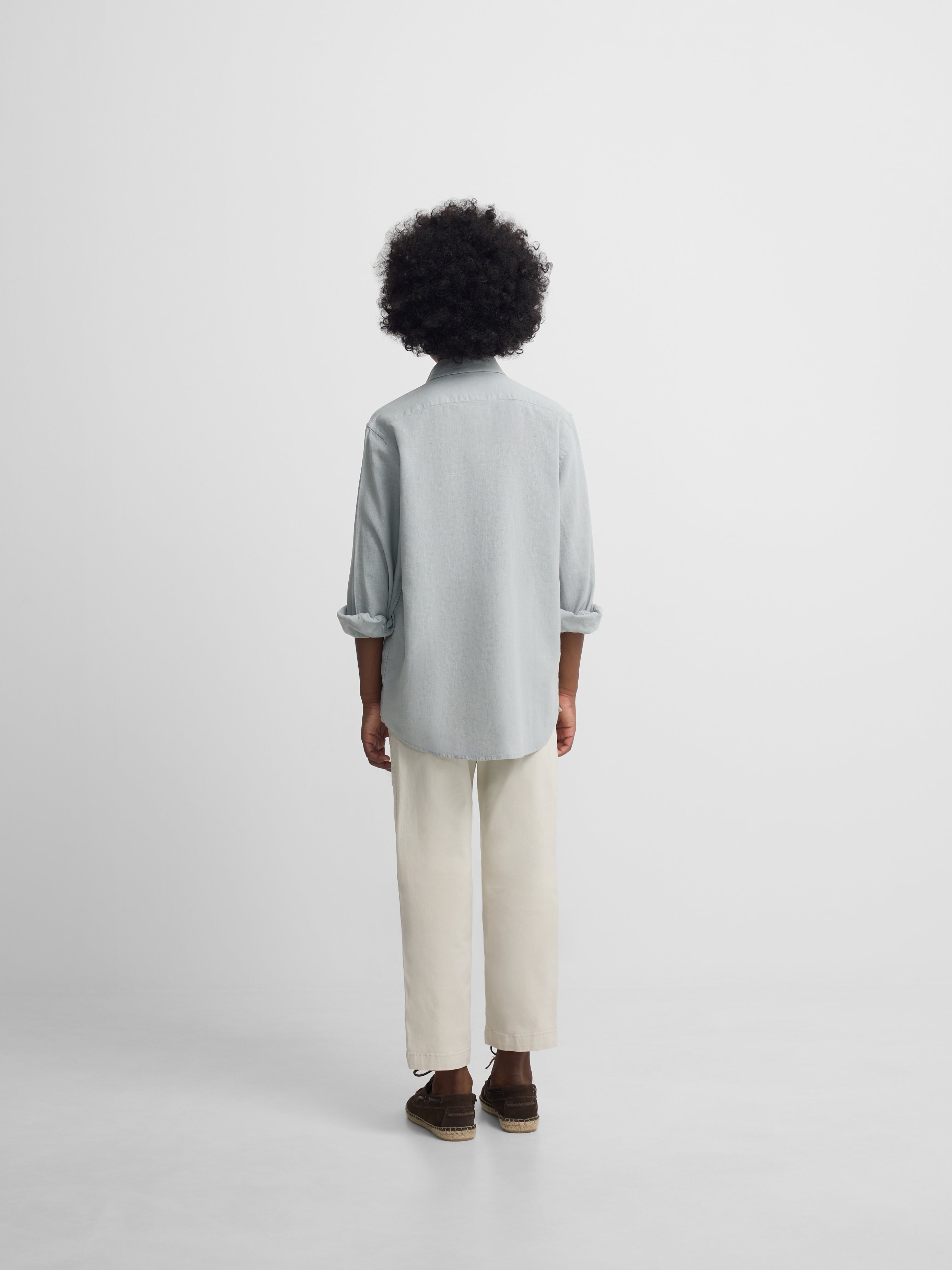 Guayabera sport criança linho verde claro