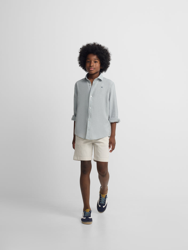 Camisa desportiva de linho verde para crianças