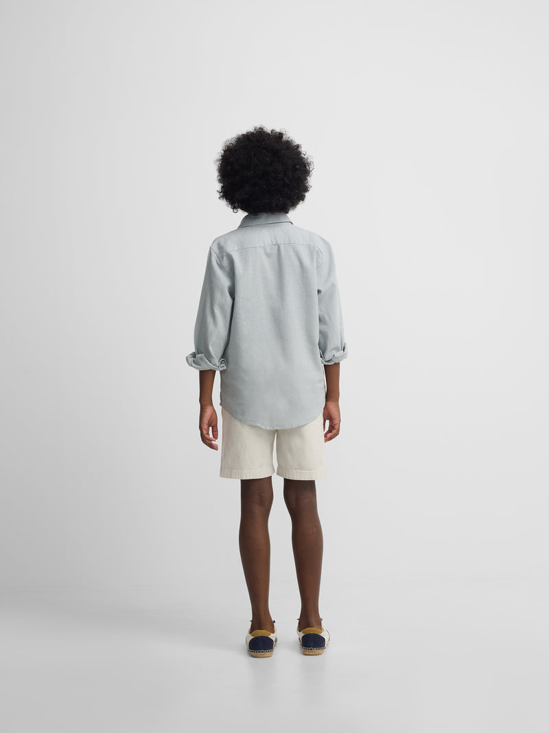 Camisa desportiva de linho verde para crianças