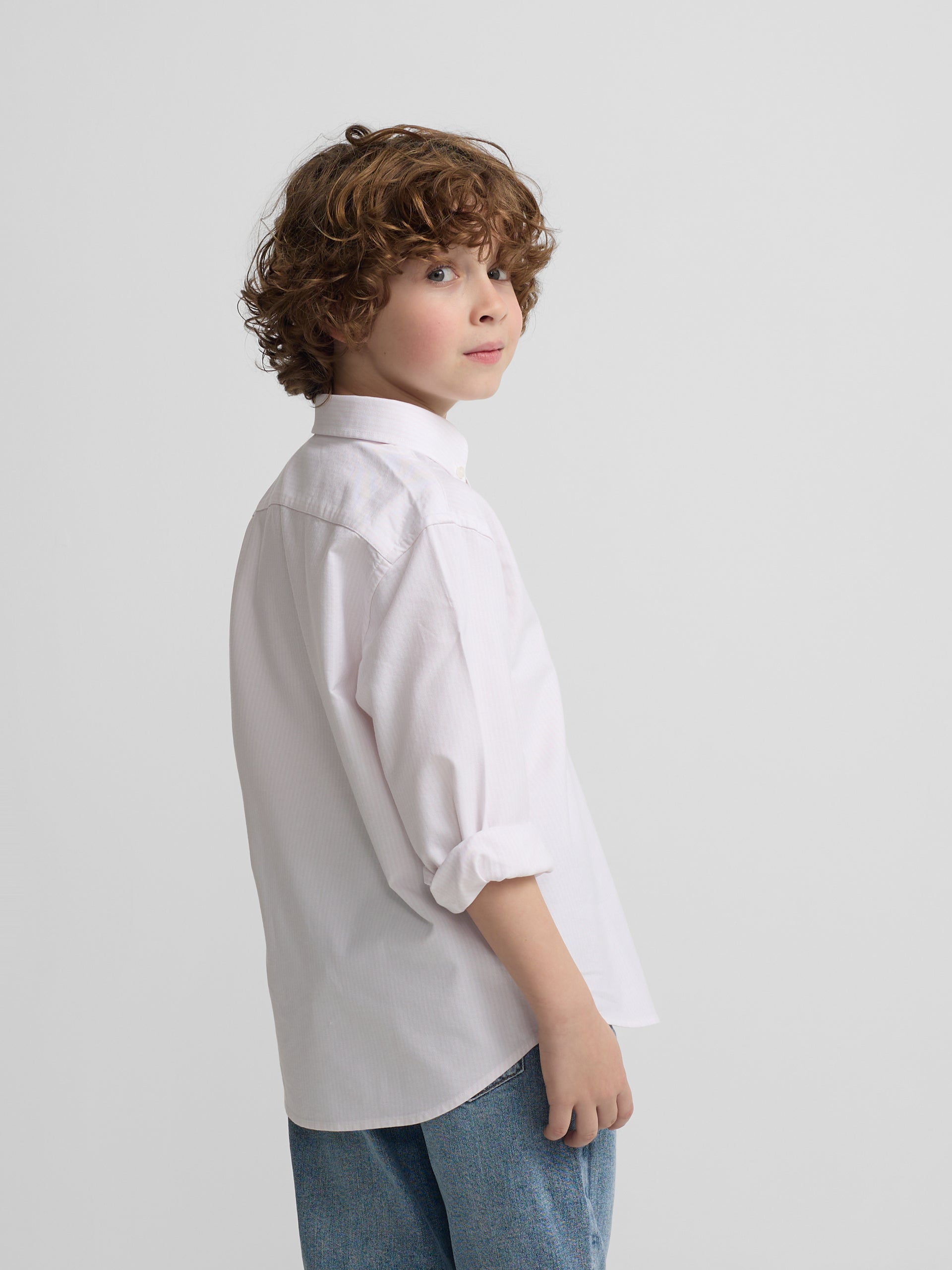 Kids sport shirt striped oxford style yellow