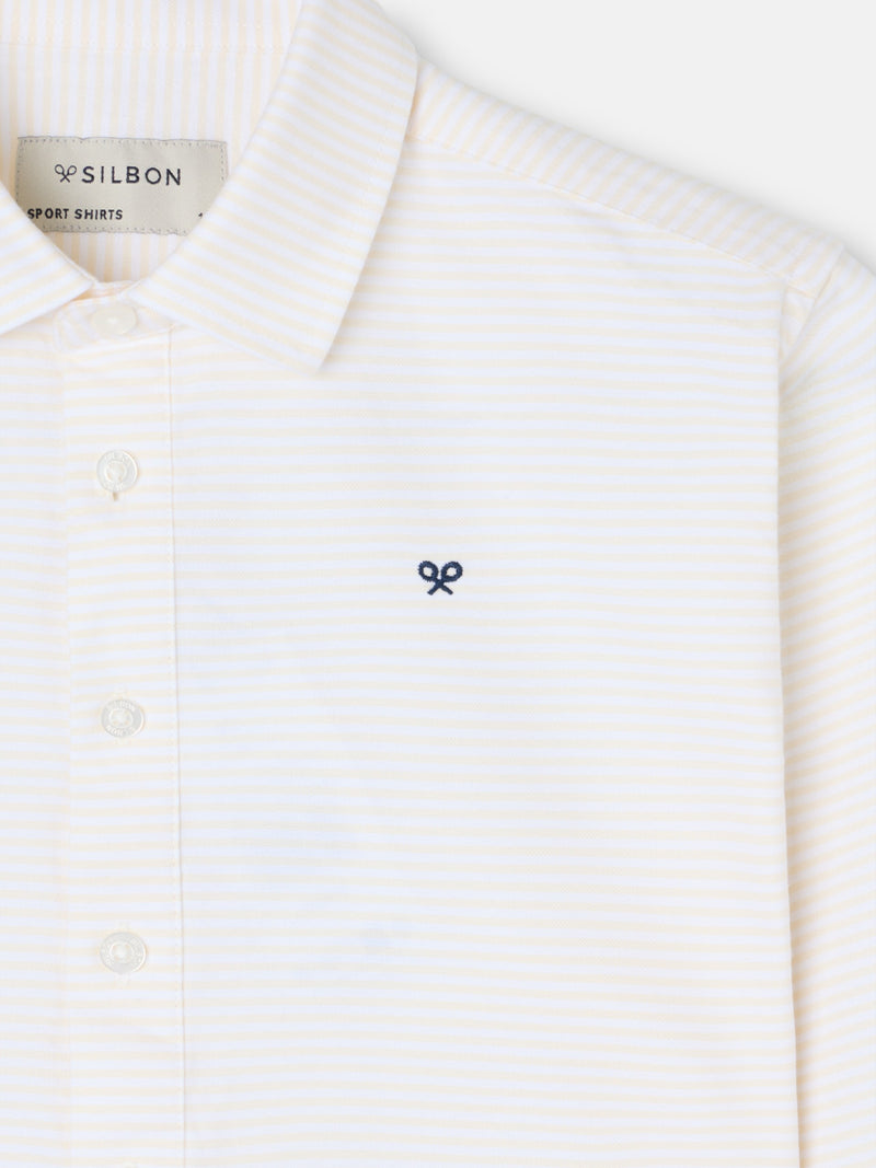 Camisola desportiva criança riscas horizontais amarelas