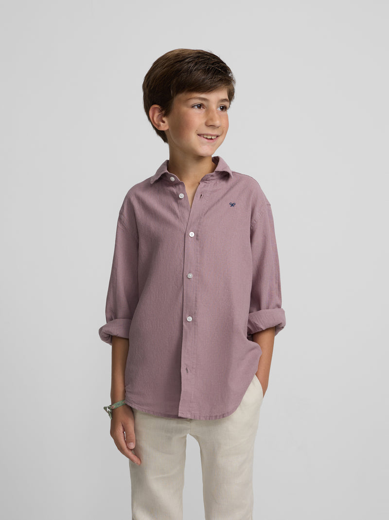 Camisa desportiva criança linho bordô