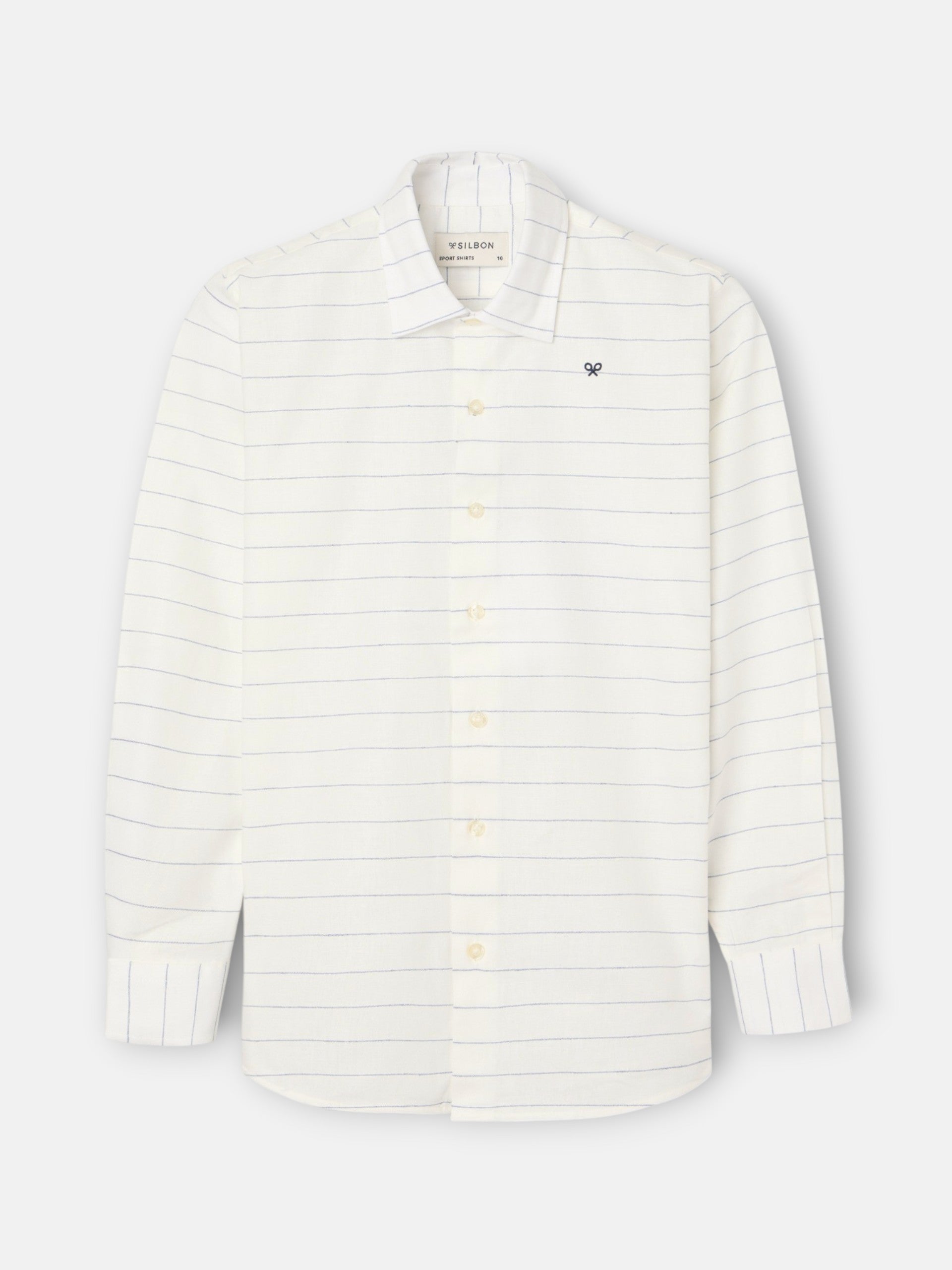 Camisa de criança linho risca fina azul