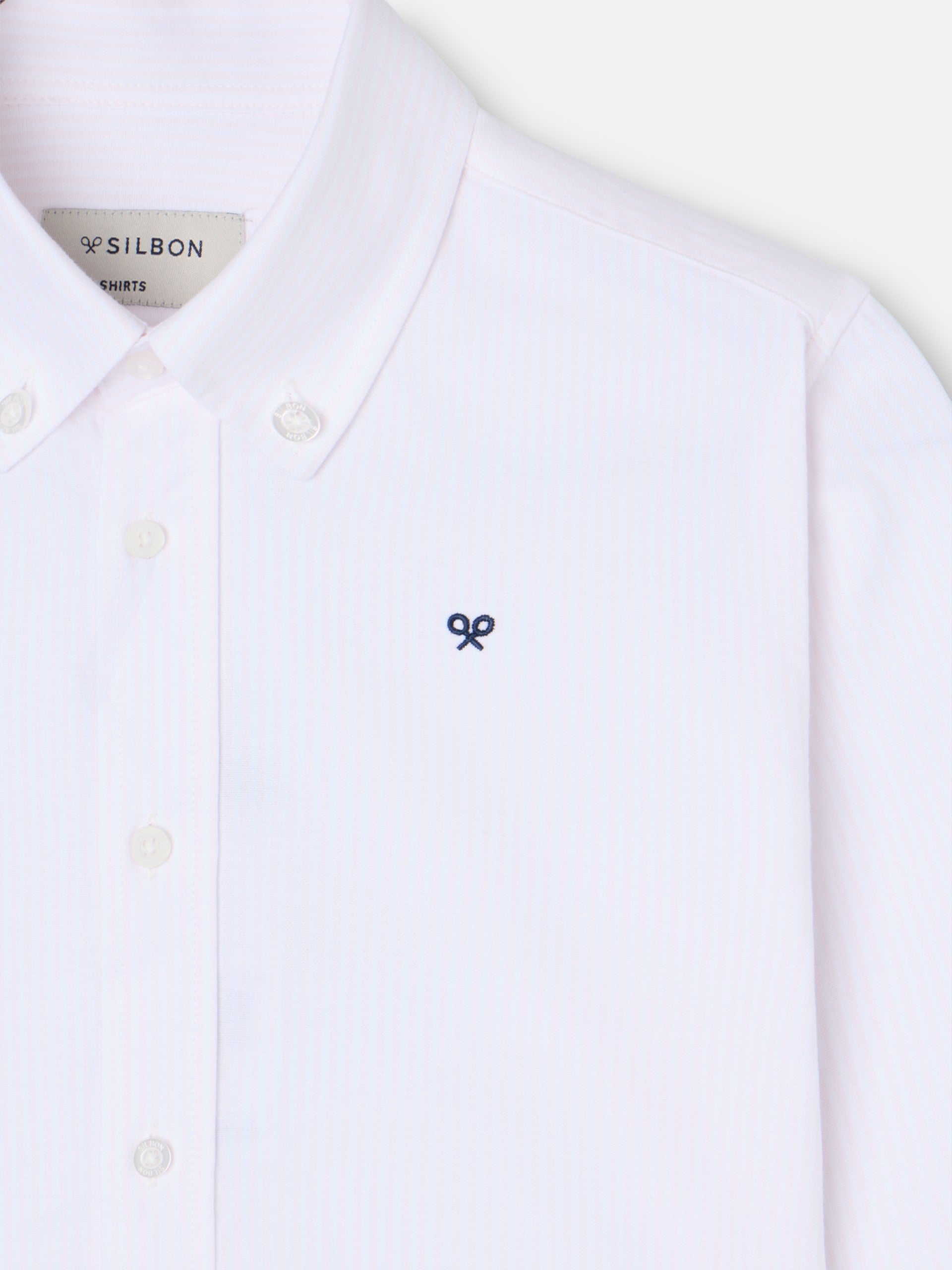 Kids sport shirt with pink oxford stripes