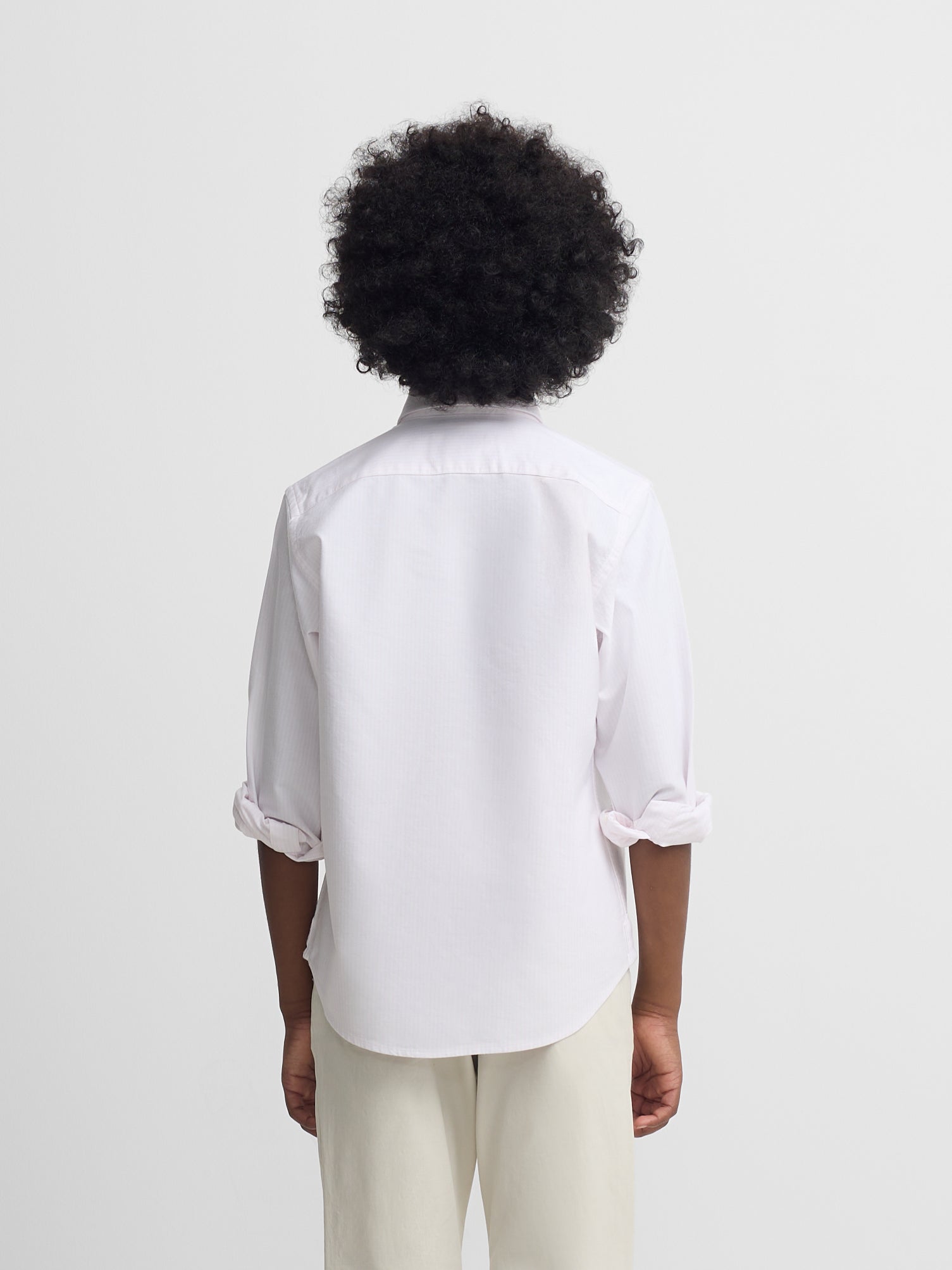 Kids sport shirt with pink oxford stripes