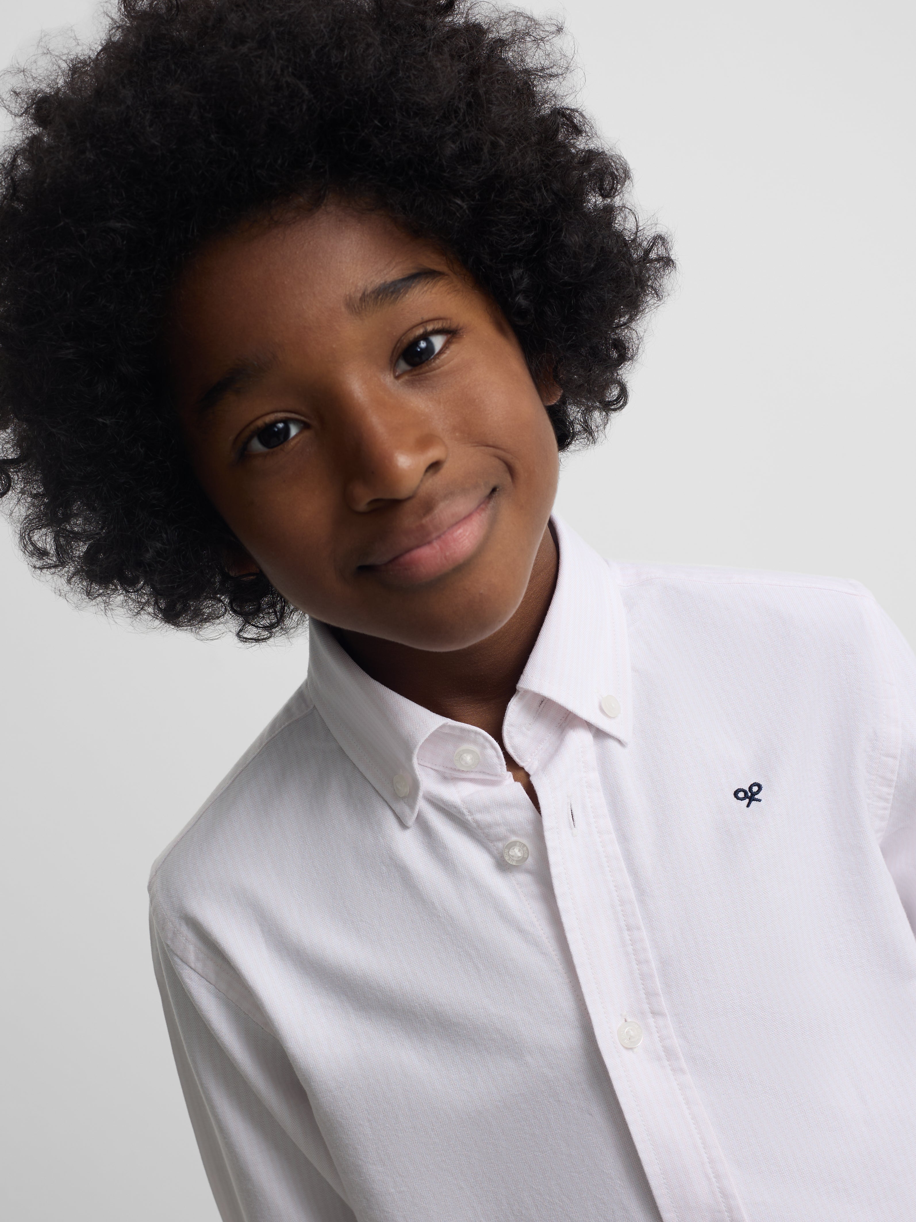 Kids sport shirt with pink oxford stripes