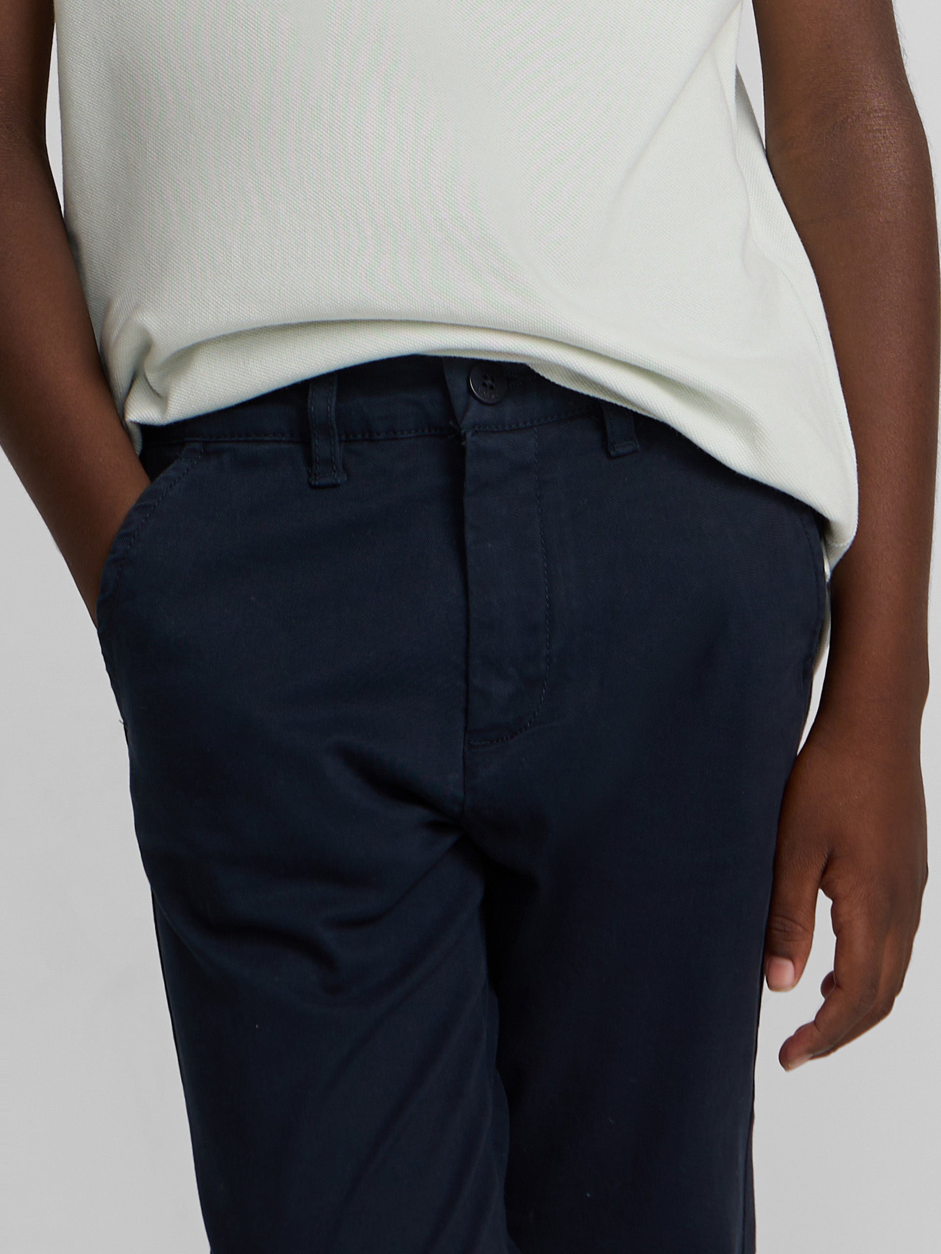 Kids' navy blue chino sport trousers