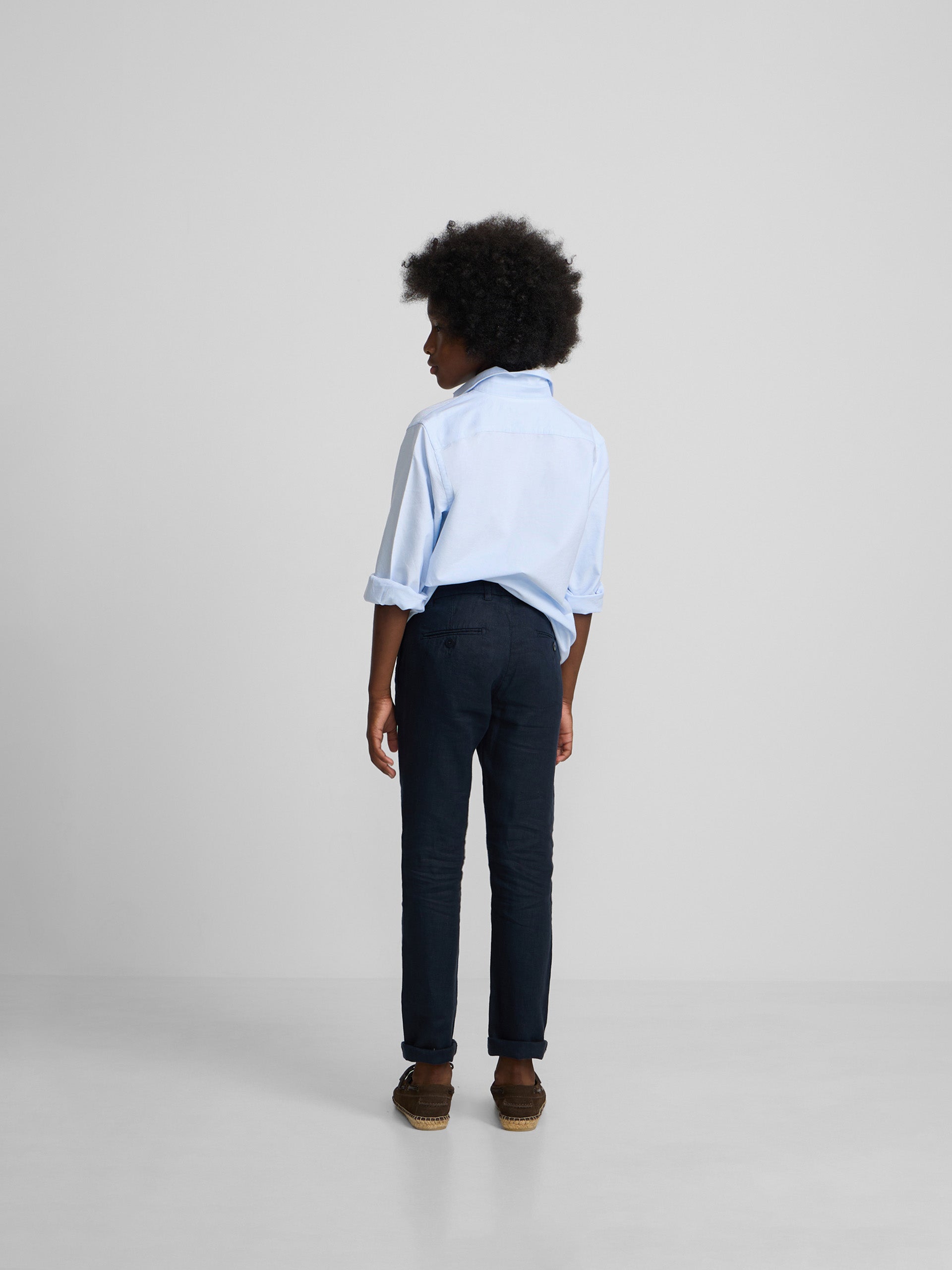 Kids' navy blue linen sport trousers