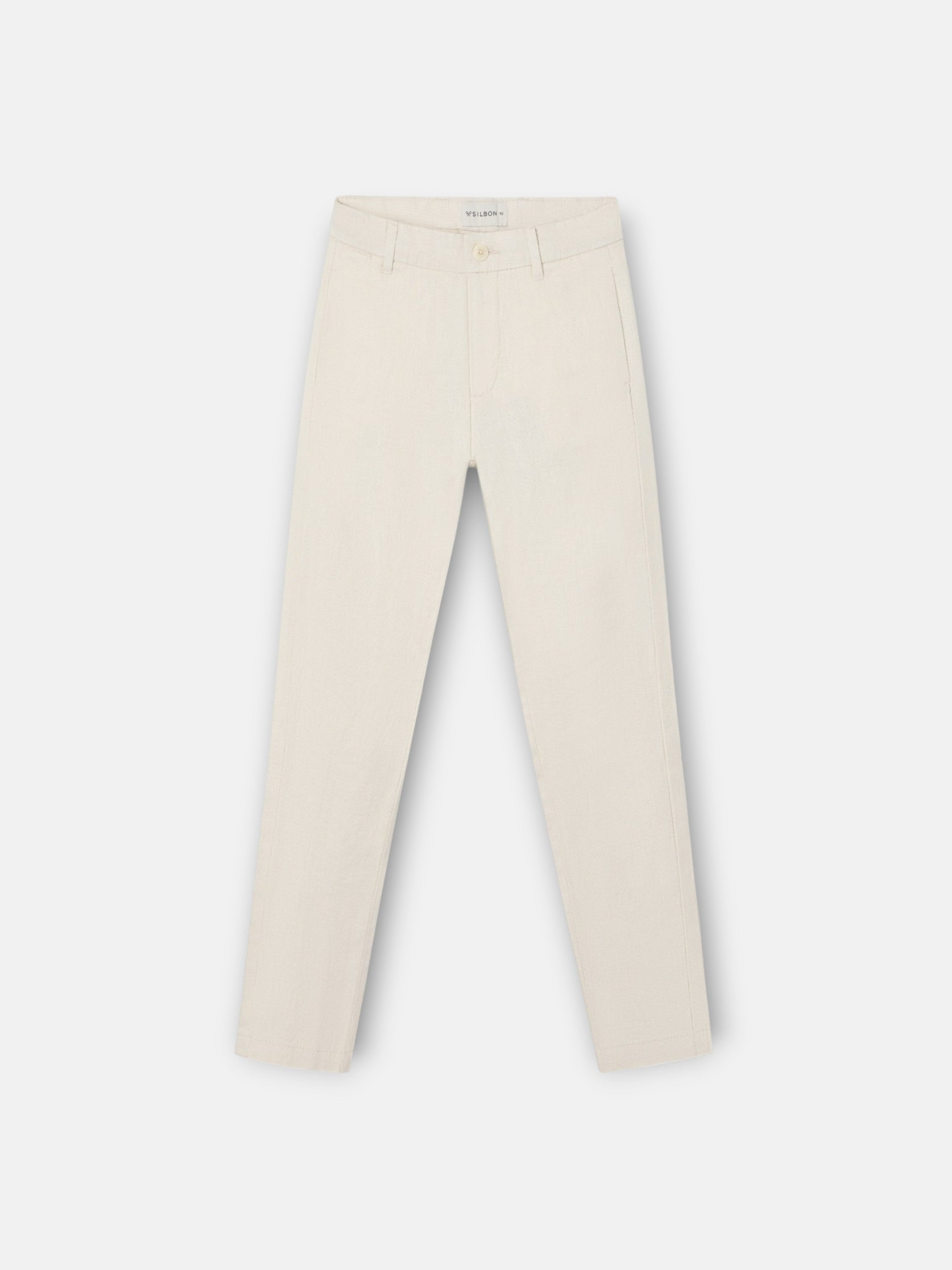 Beige linen chino sport pants for kids