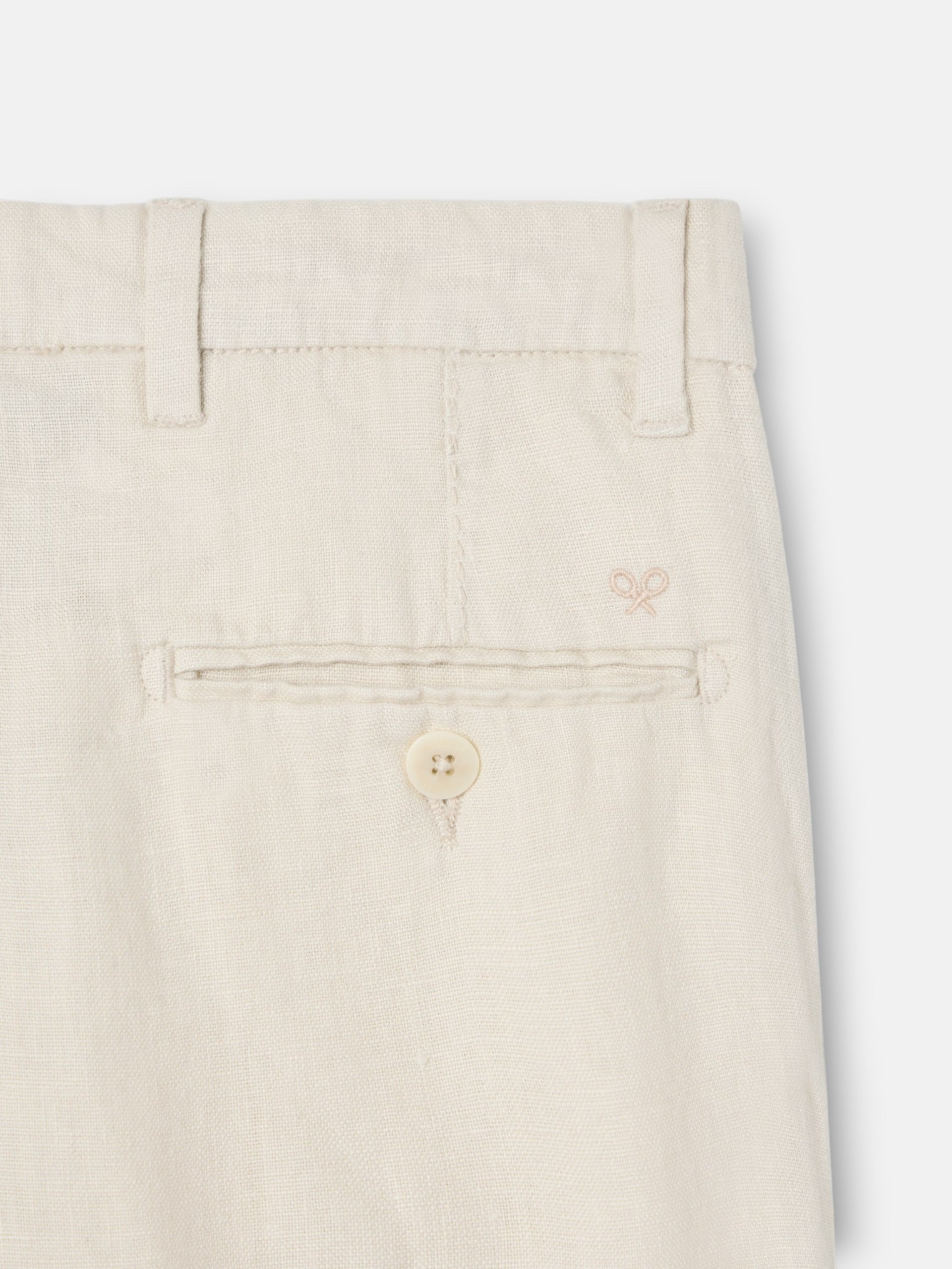 Beige linen chino sport pants for kids