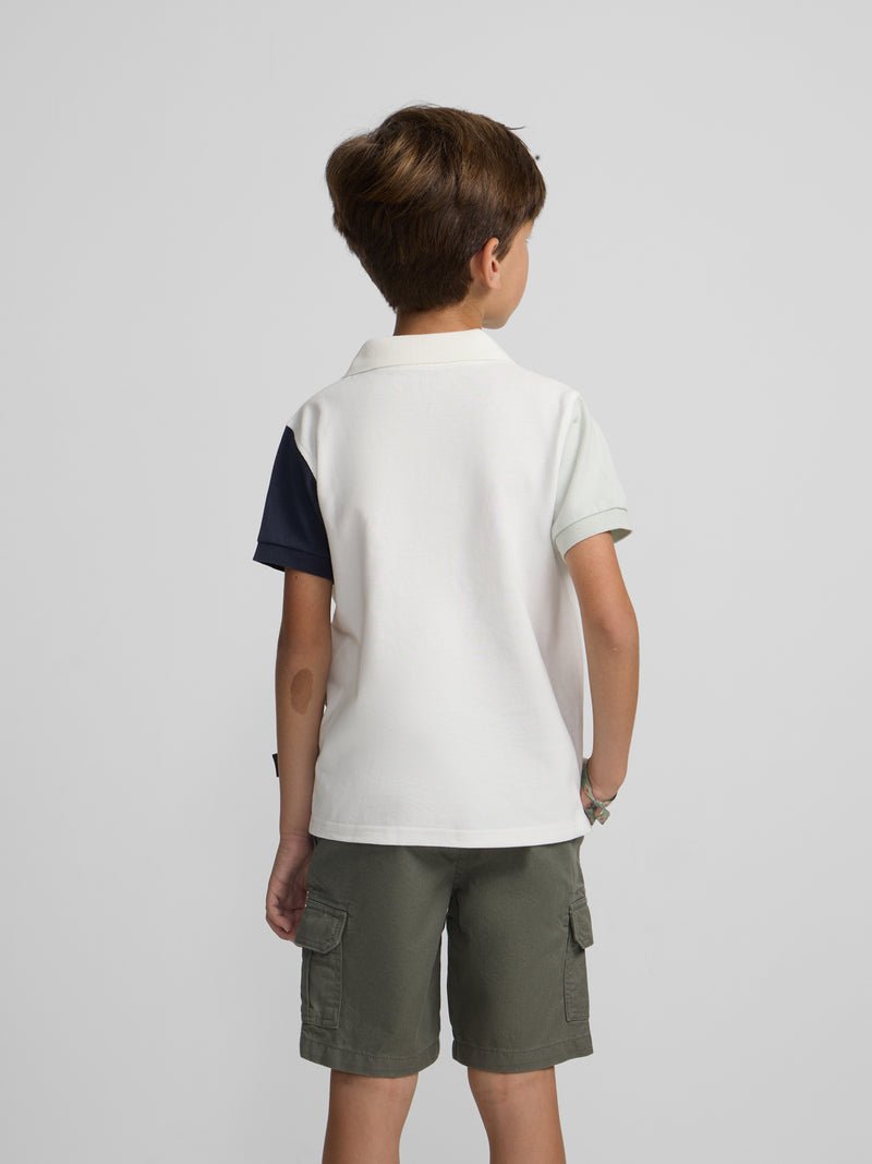Polo kids tricolor blanco