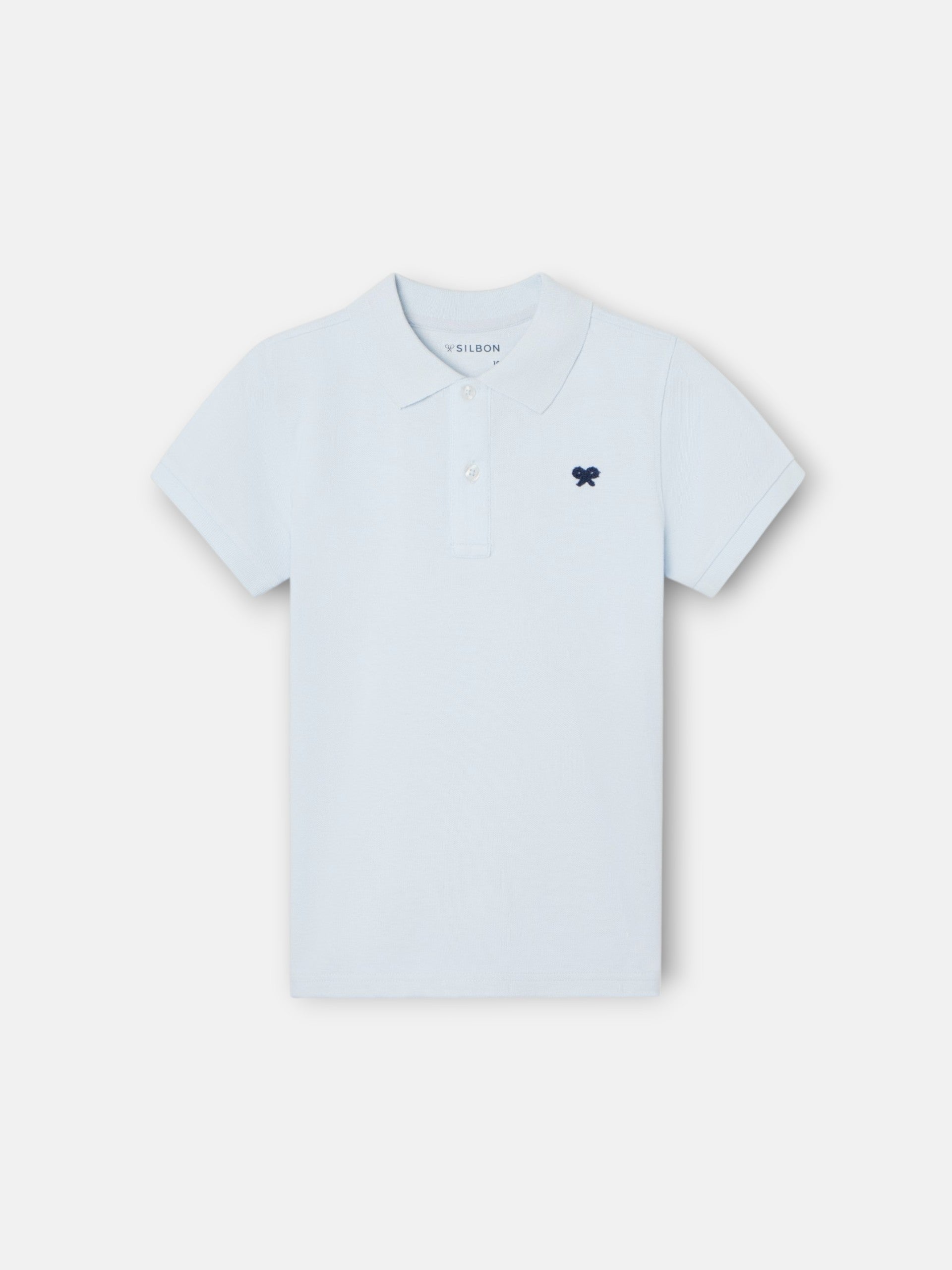Polo kids liso logo rizo azul claro