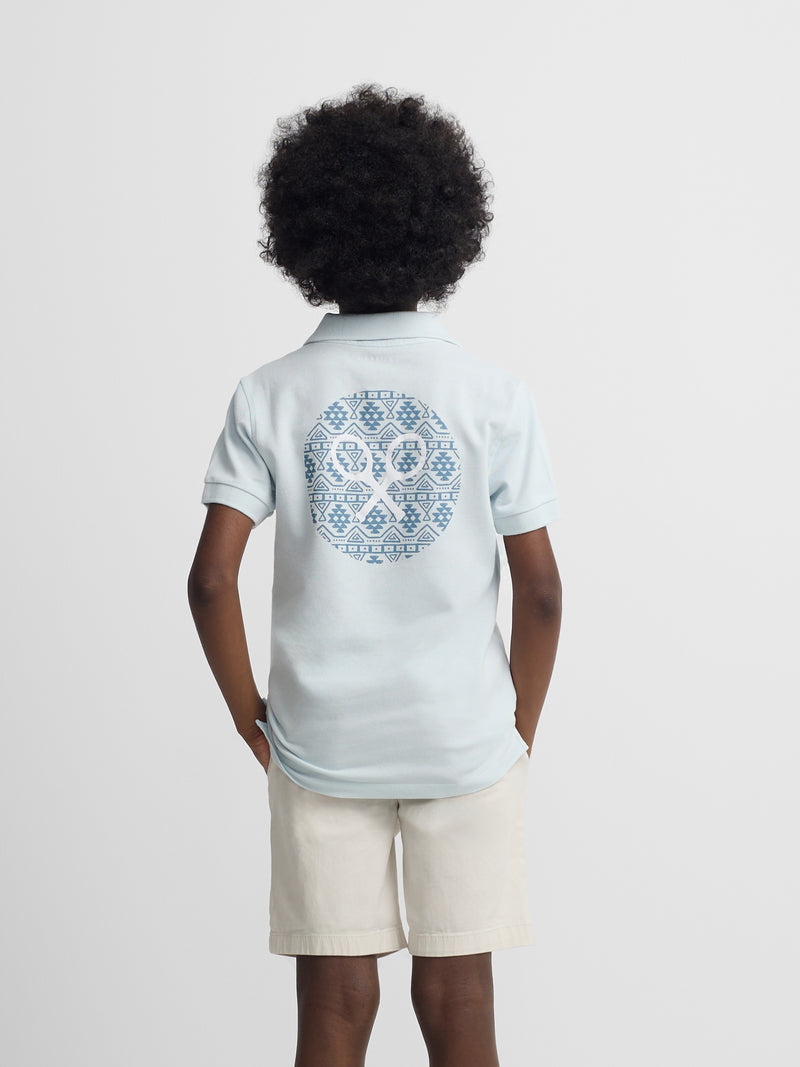 Kids' ethnic racket blue polo