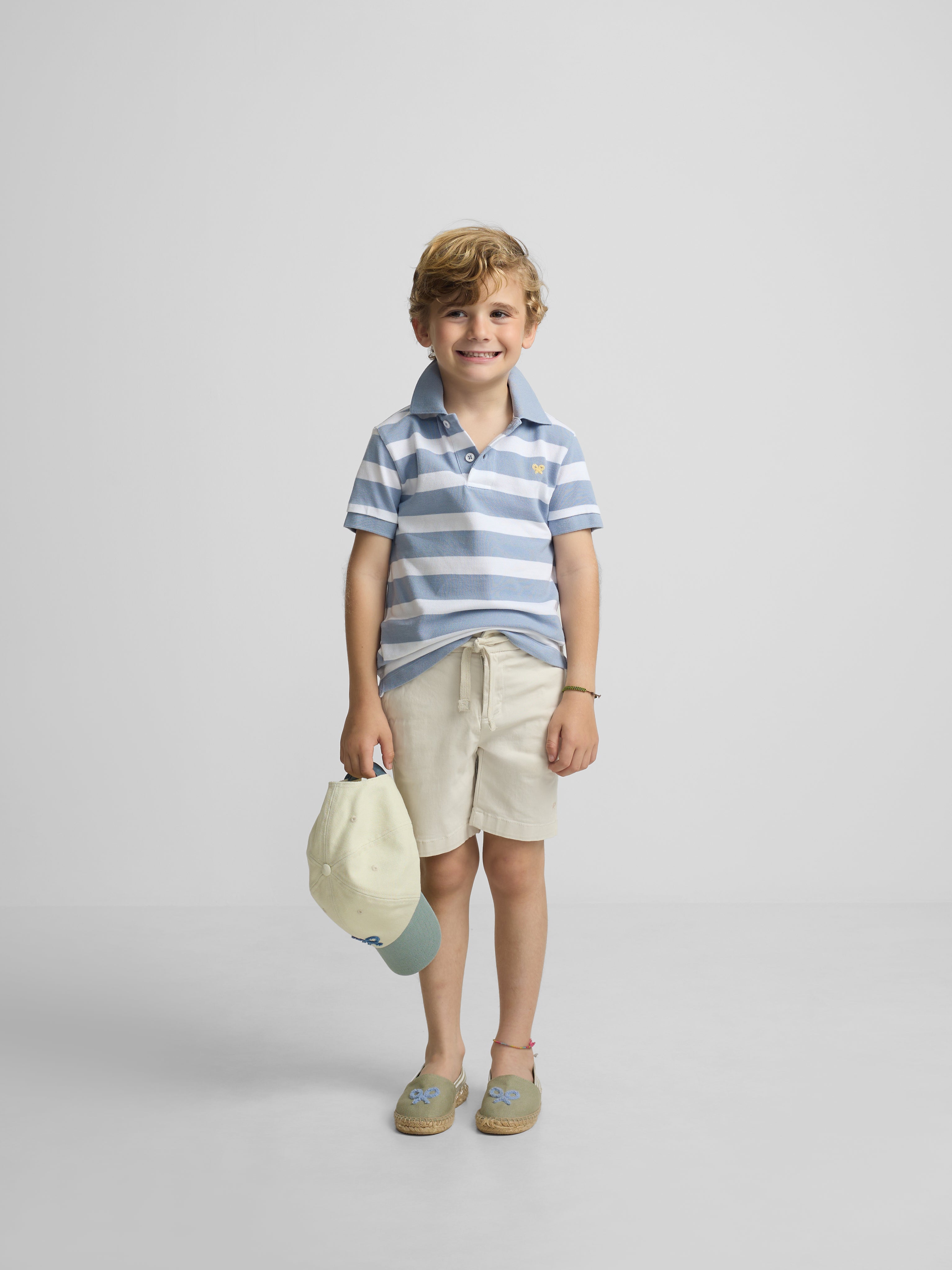 Polo enfant rayé blanc bleu